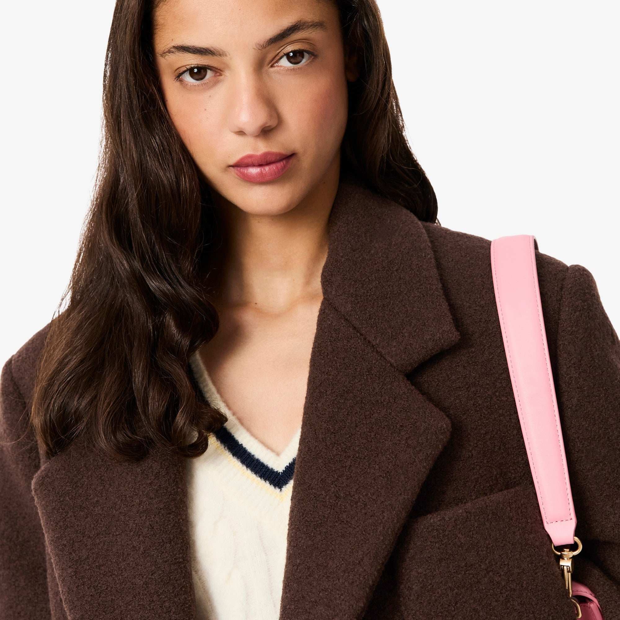 Kadın Relaxed Fit Yün Kahverengi Kaban