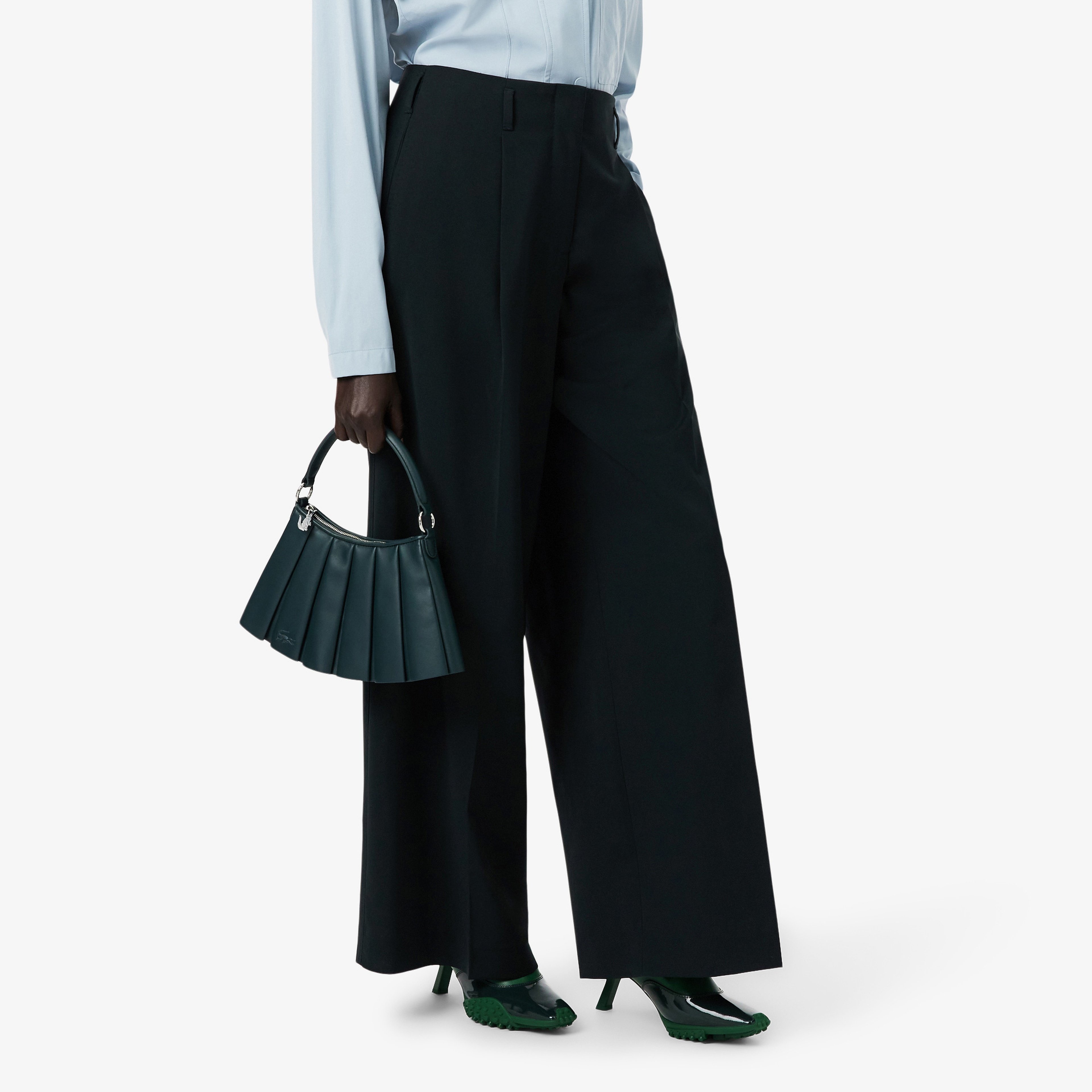 FW25 RUNWAY Kadın Wide Leg Koyu Yeşil Pantolon