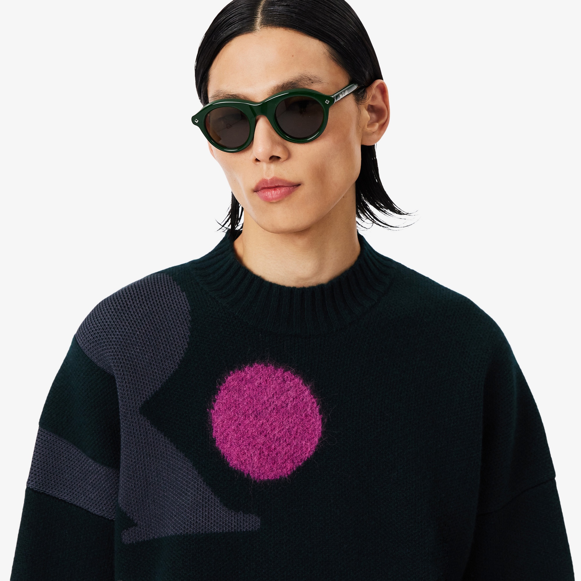 FW25 RUNWAY Erkek Loose Fit Bisiklet Yaka Baskılı Yeşil Kazak