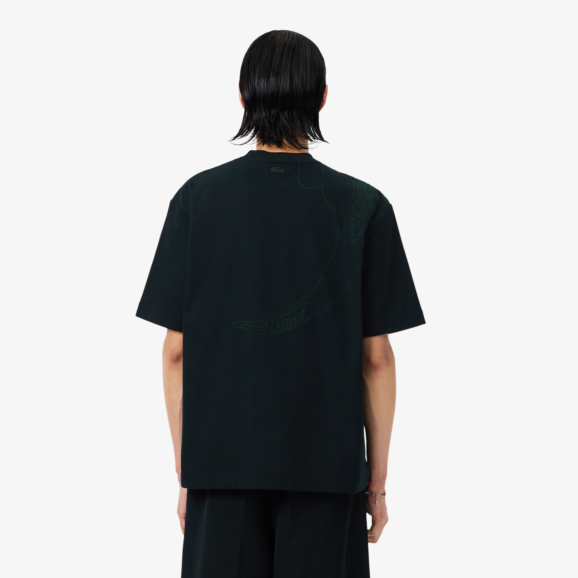 FW25 RUNWAY Erkek Relaxed Fit Bisiklet Yaka Baskılı Koyu Yeşil T