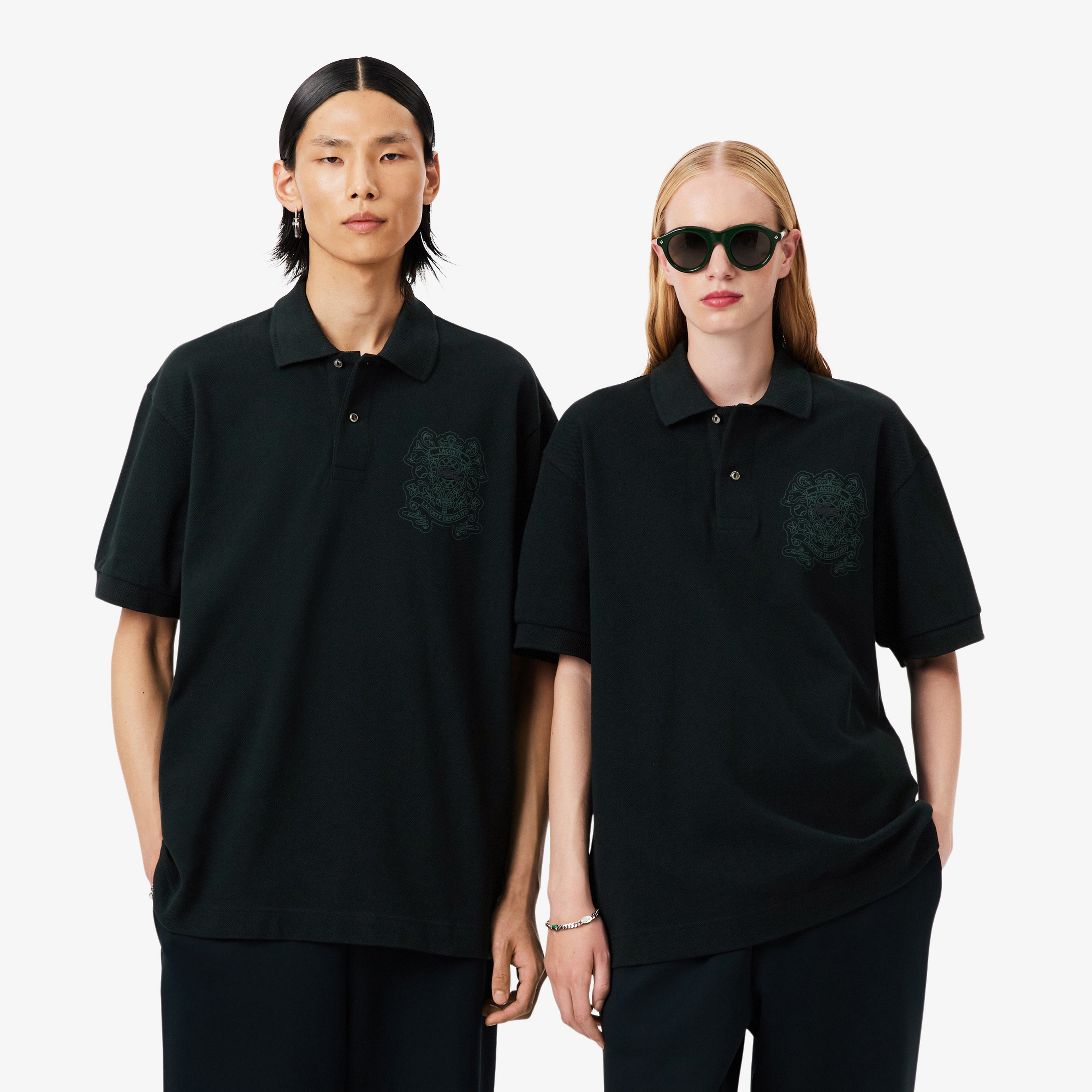 FW25 RUNWAY Unisex Loose Fit Koyu Yeşil Polo