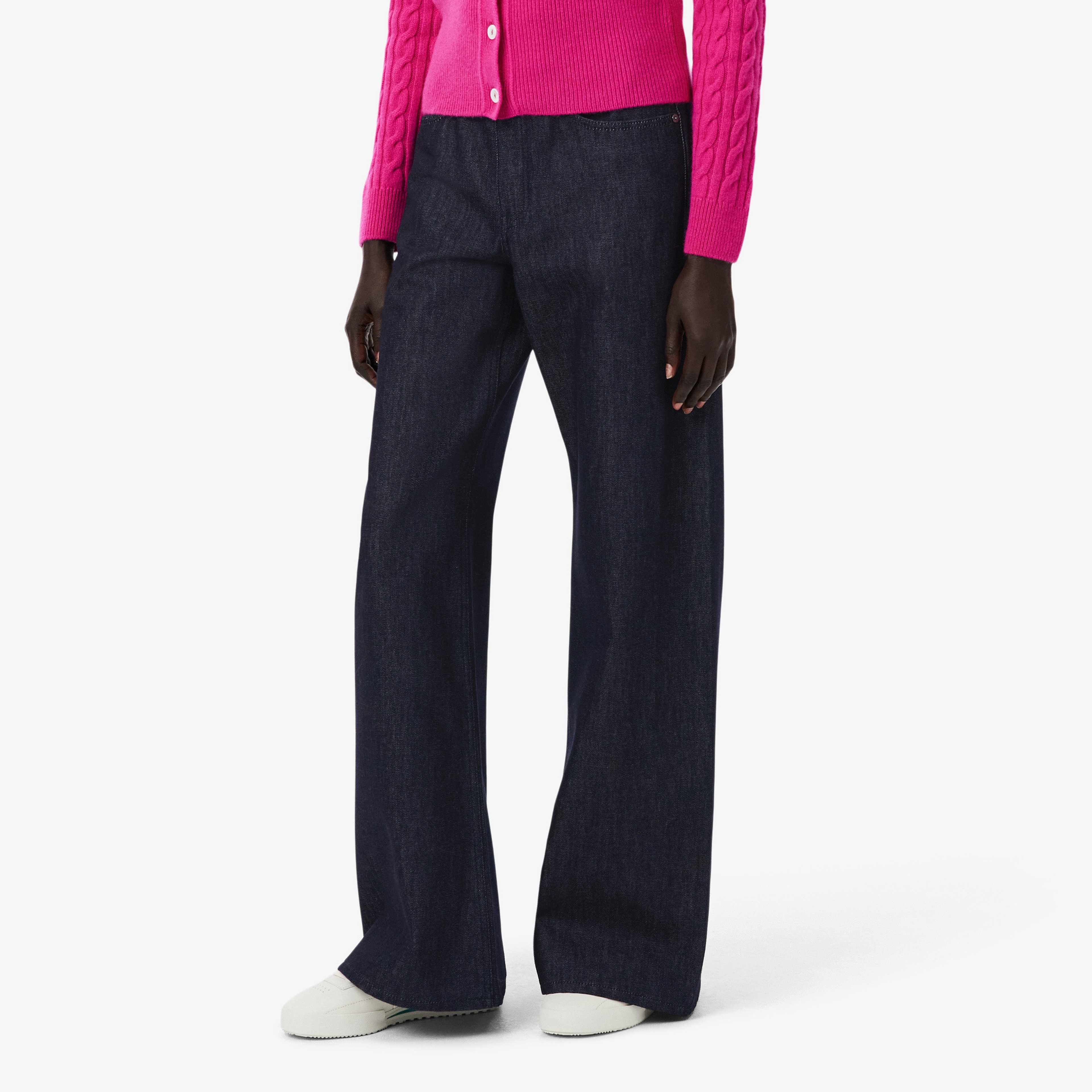 FW25 RUNWAY Kadın Straight Fit Lacivert Jean Pantolon