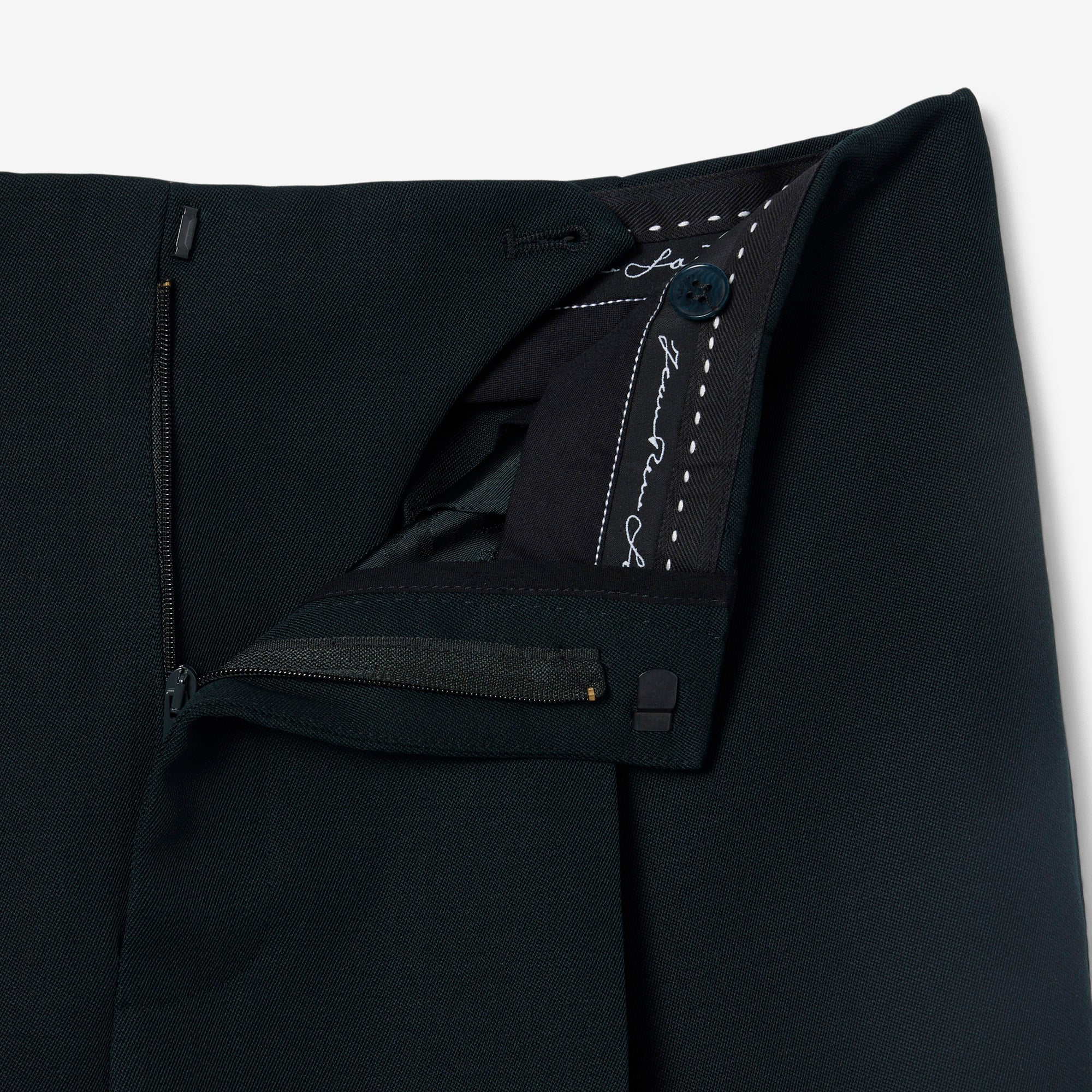 FW25 RUNWAY Erkek Relaxed Fit Yün Koyu Yeşil Pantolon