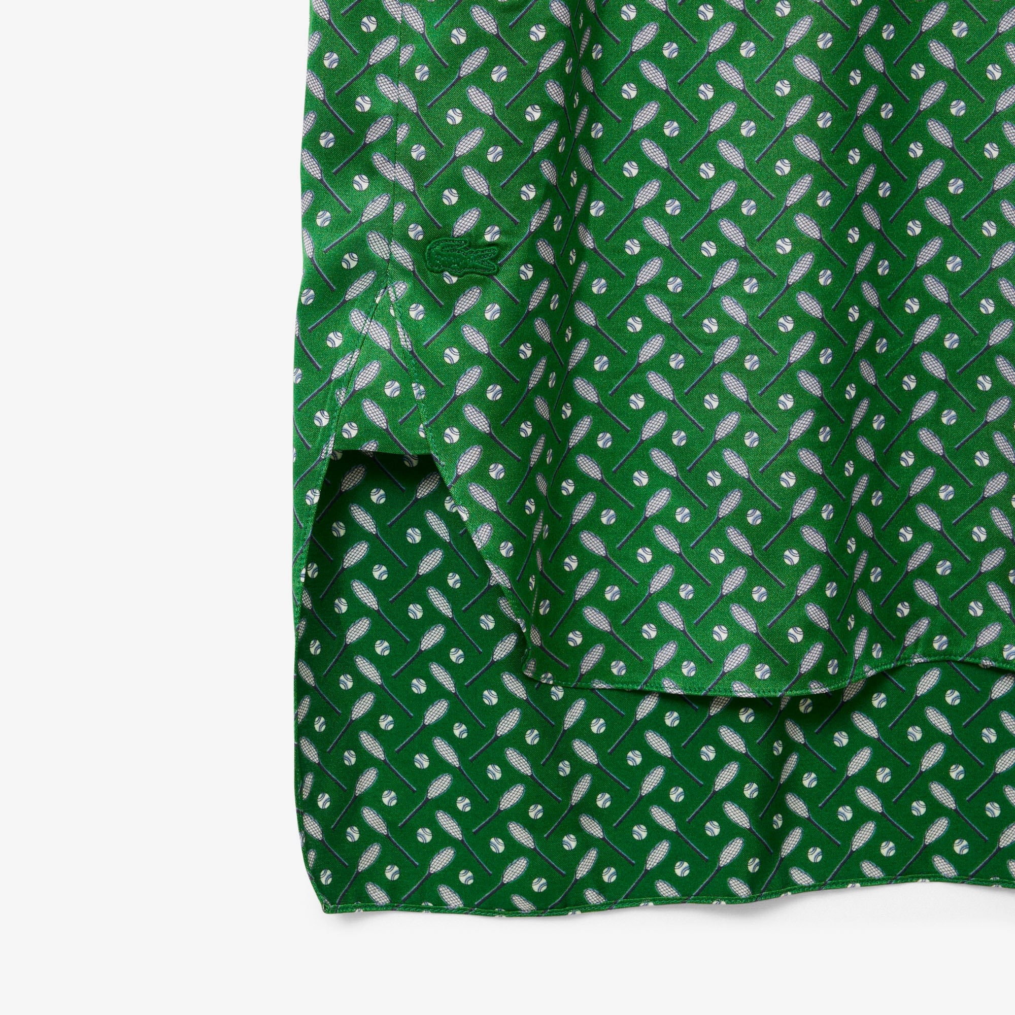 FW25 RUNWAY Kadın Dik Yaka Desenli Yeşil Elbise