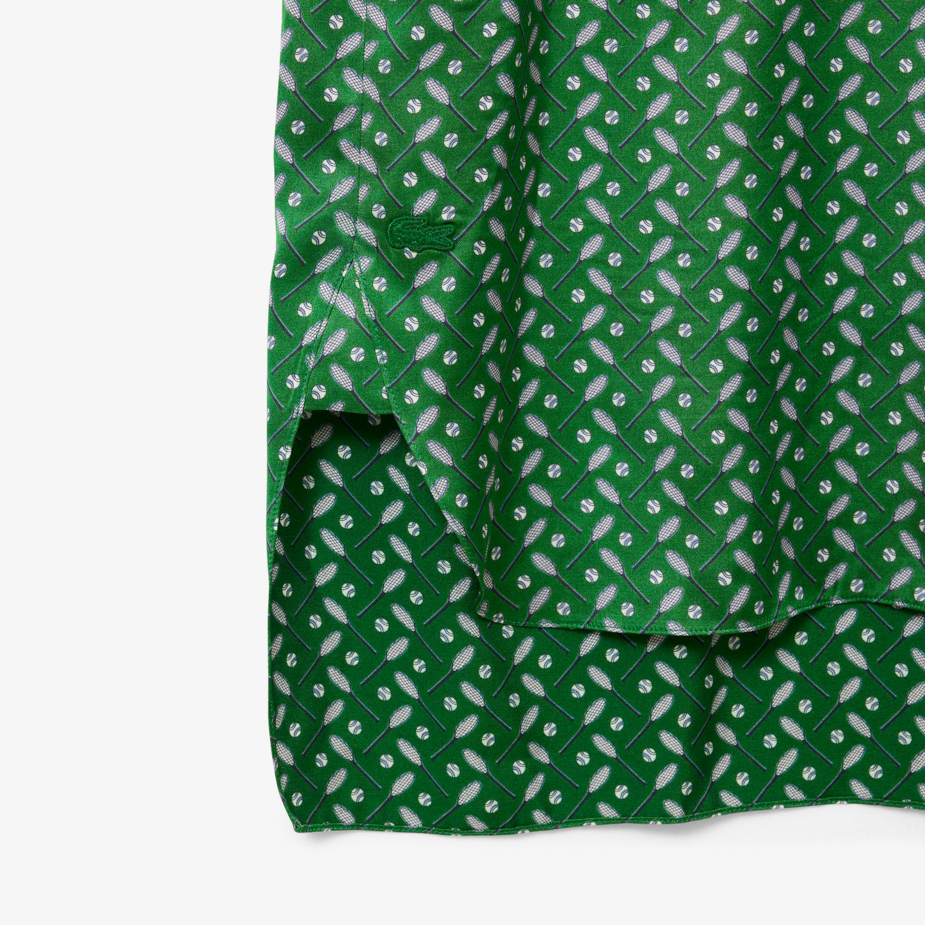 FW25 RUNWAY Kadın Dik Yaka Desenli Yeşil Elbise