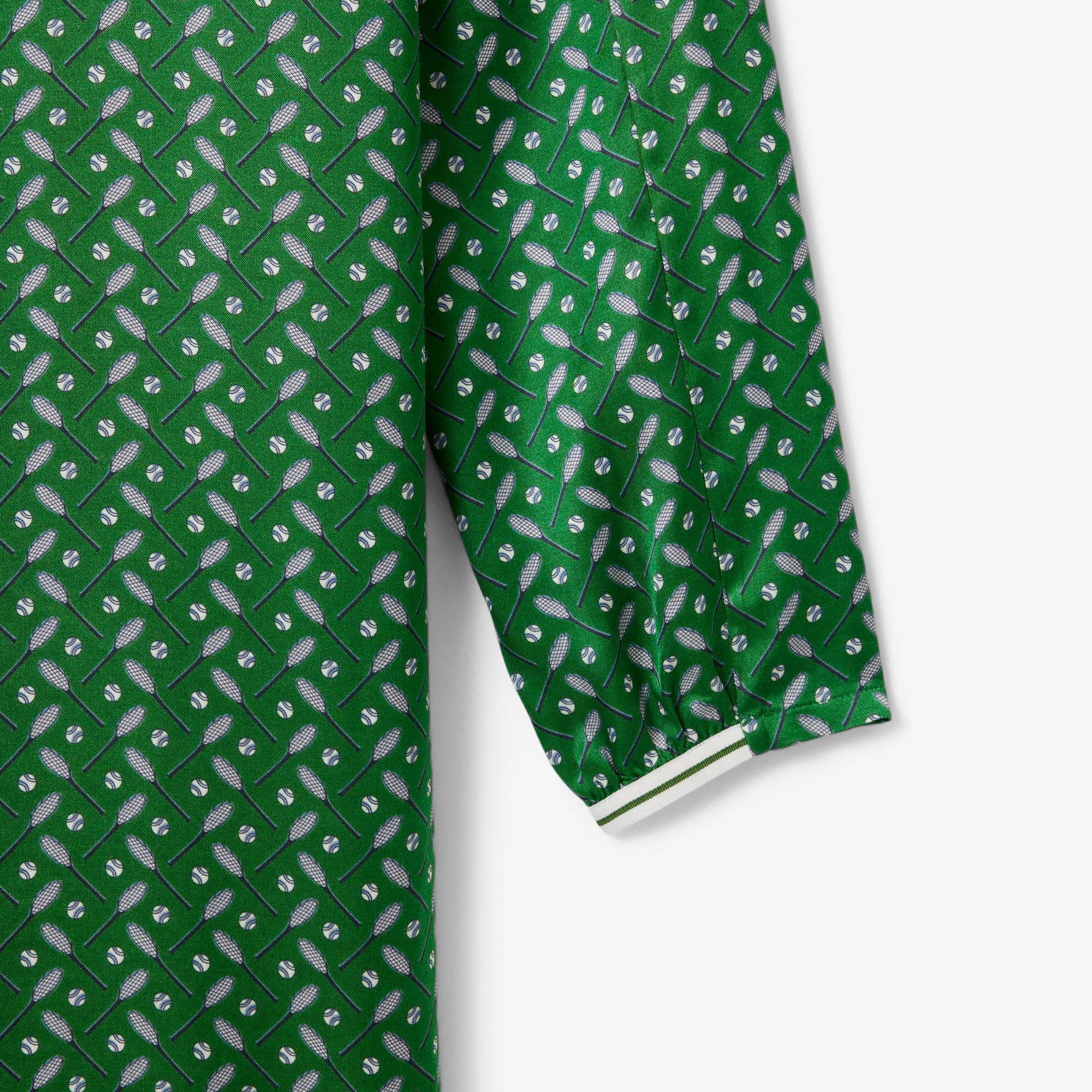 FW25 RUNWAY Kadın Dik Yaka Desenli Yeşil Elbise