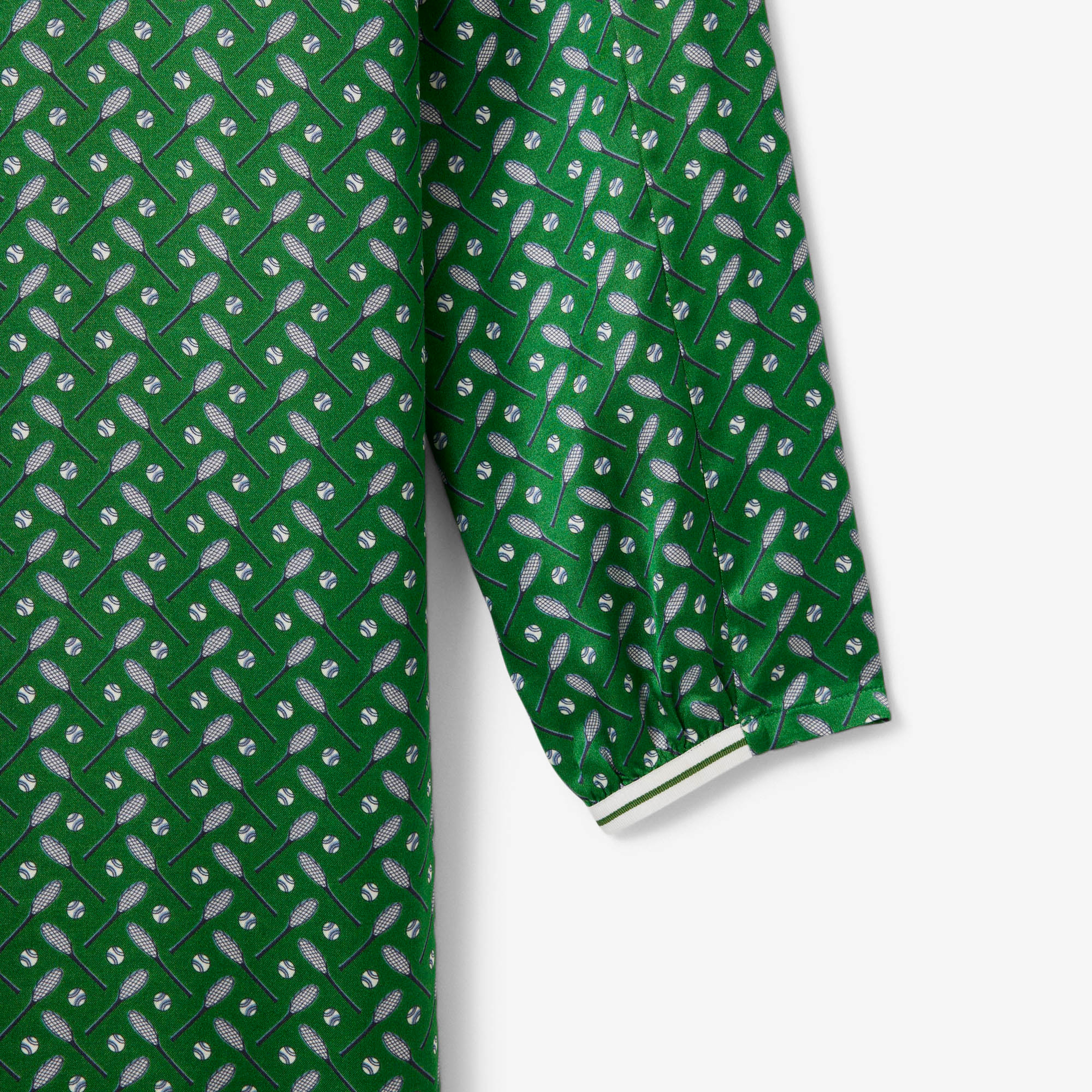 FW25 RUNWAY Kadın Dik Yaka Desenli Yeşil Elbise