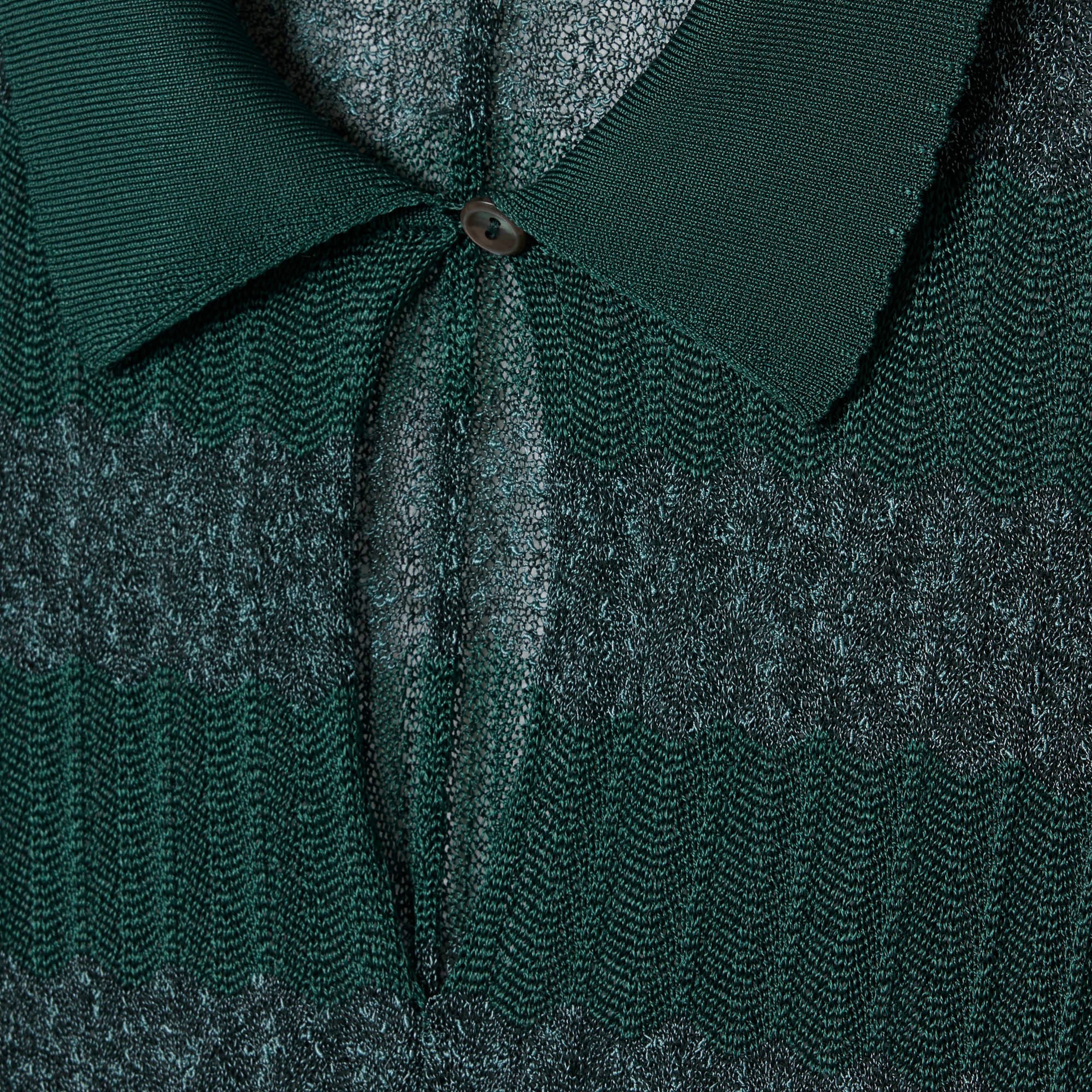 FW25 RUNWAY Kadın Polo Yaka Desenli Yeşil Elbise