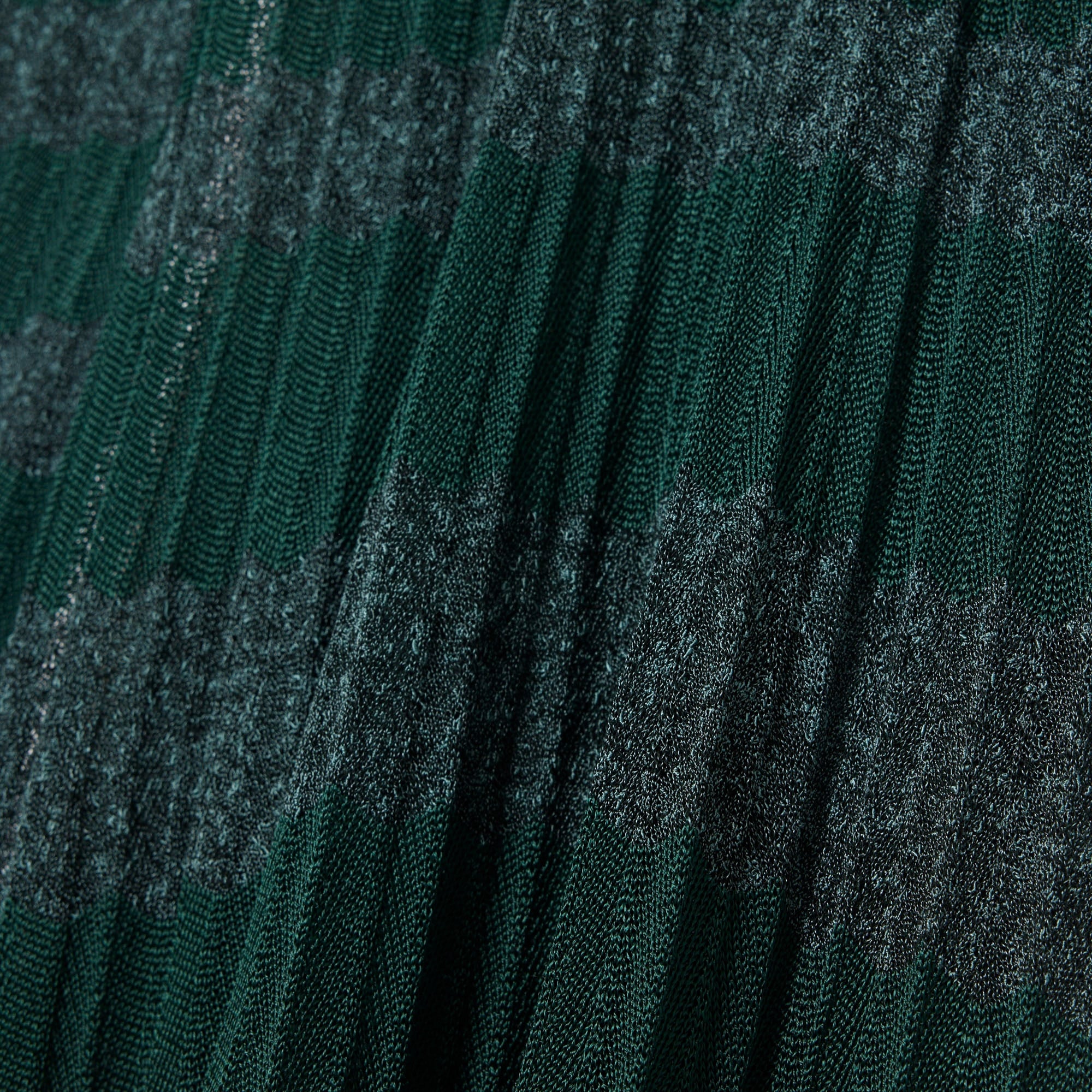 FW25 RUNWAY Kadın Polo Yaka Desenli Yeşil Elbise