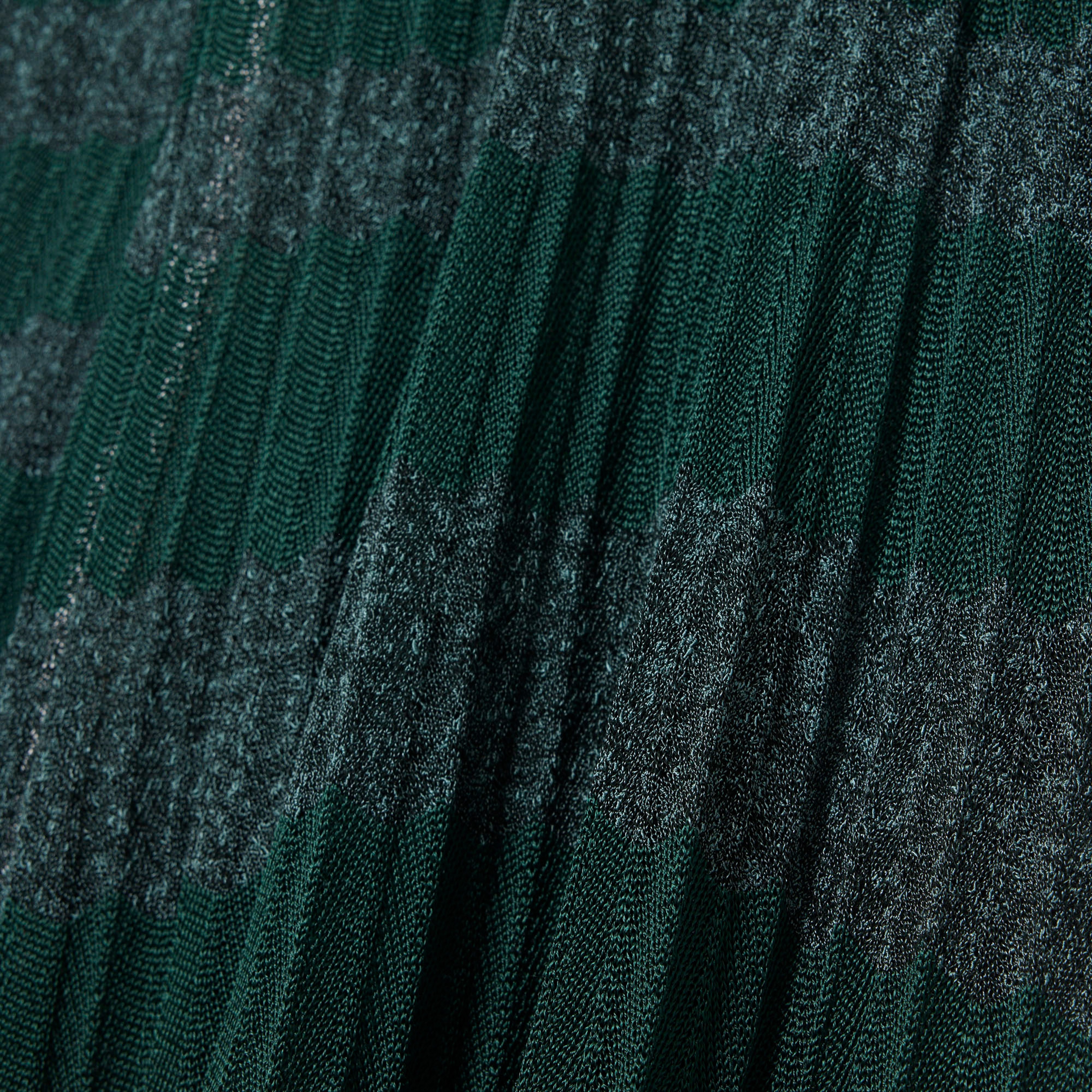 FW25 RUNWAY Kadın Polo Yaka Desenli Yeşil Elbise