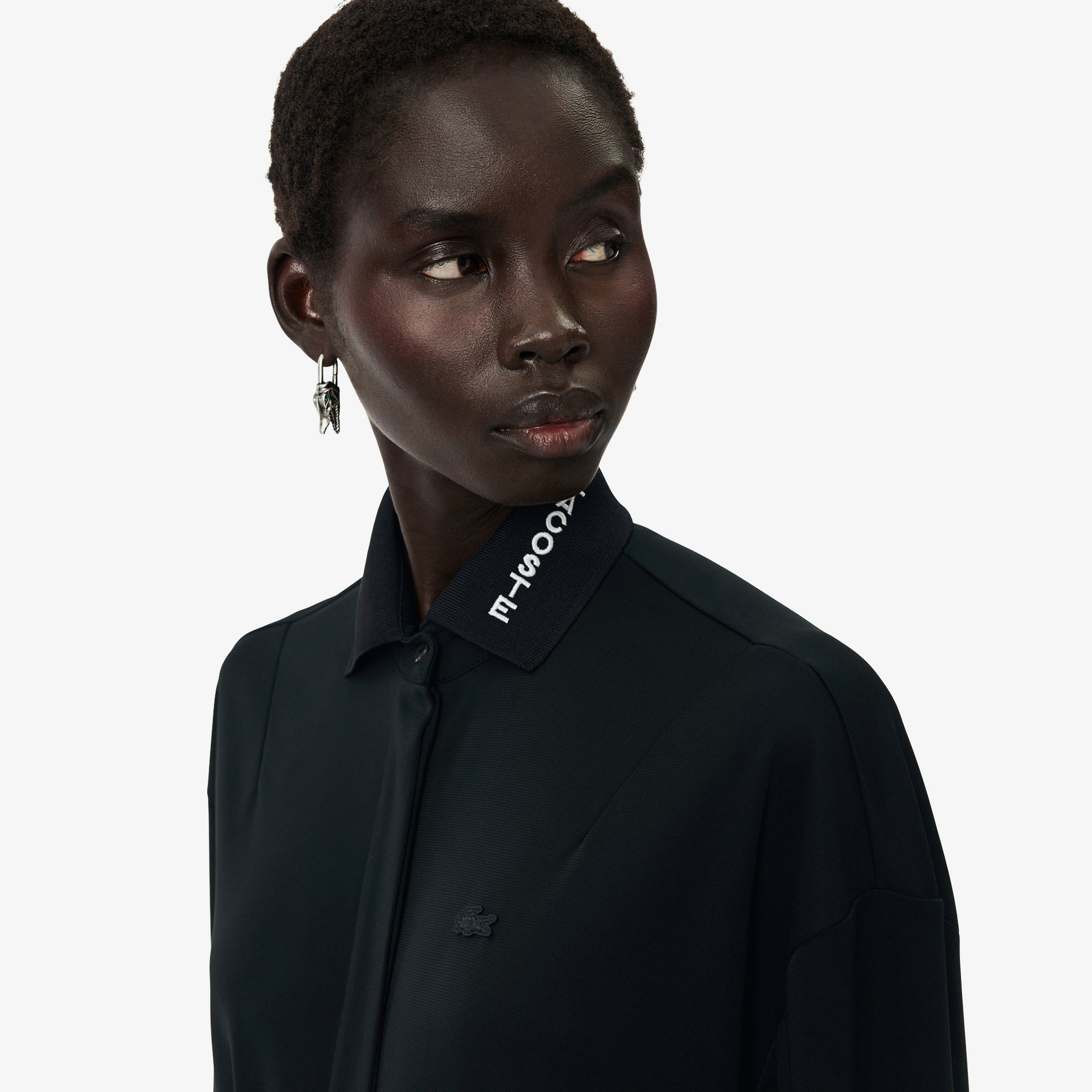 FW25 RUNWAY Kadın Polo Yaka Koyu Yeşil Elbise