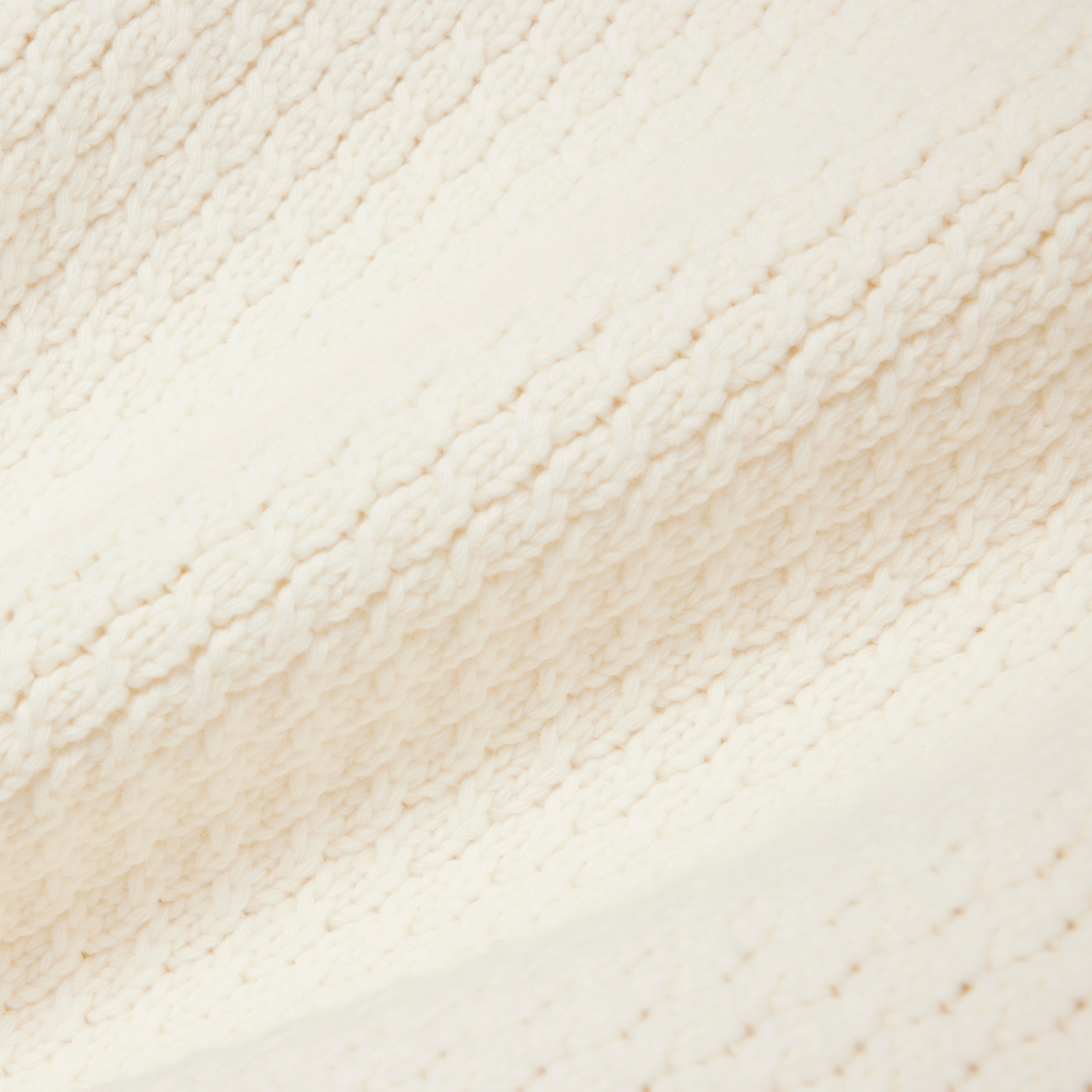 FW25 RUNWAY Erkek Oversize Fit Bisiklet Yaka Baskılı Yün Beyaz Kazak