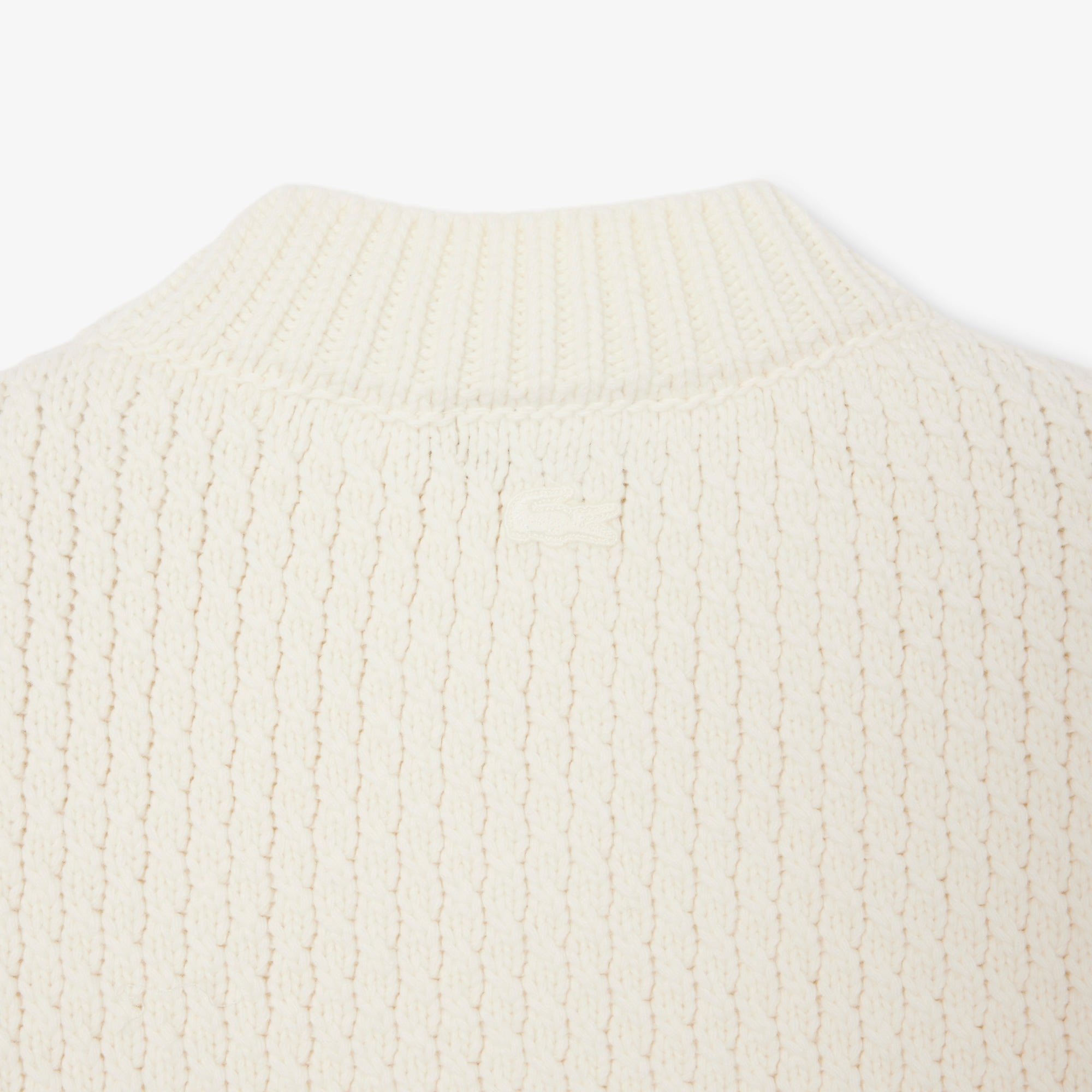 FW25 RUNWAY Erkek Oversize Fit Bisiklet Yaka Baskılı Yün Beyaz Kazak