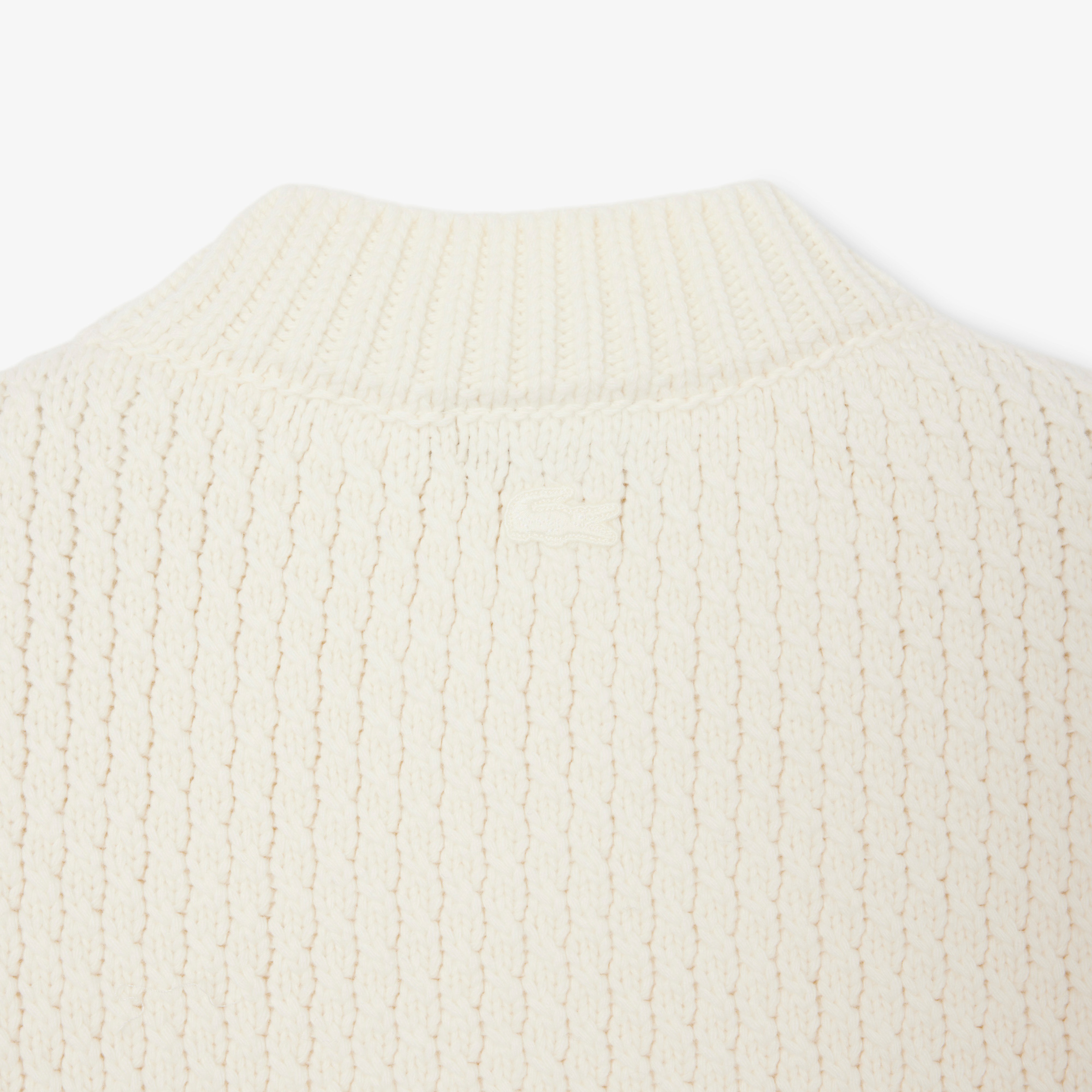 FW25 RUNWAY Erkek Oversize Fit Bisiklet Yaka Baskılı Yün Beyaz Kazak