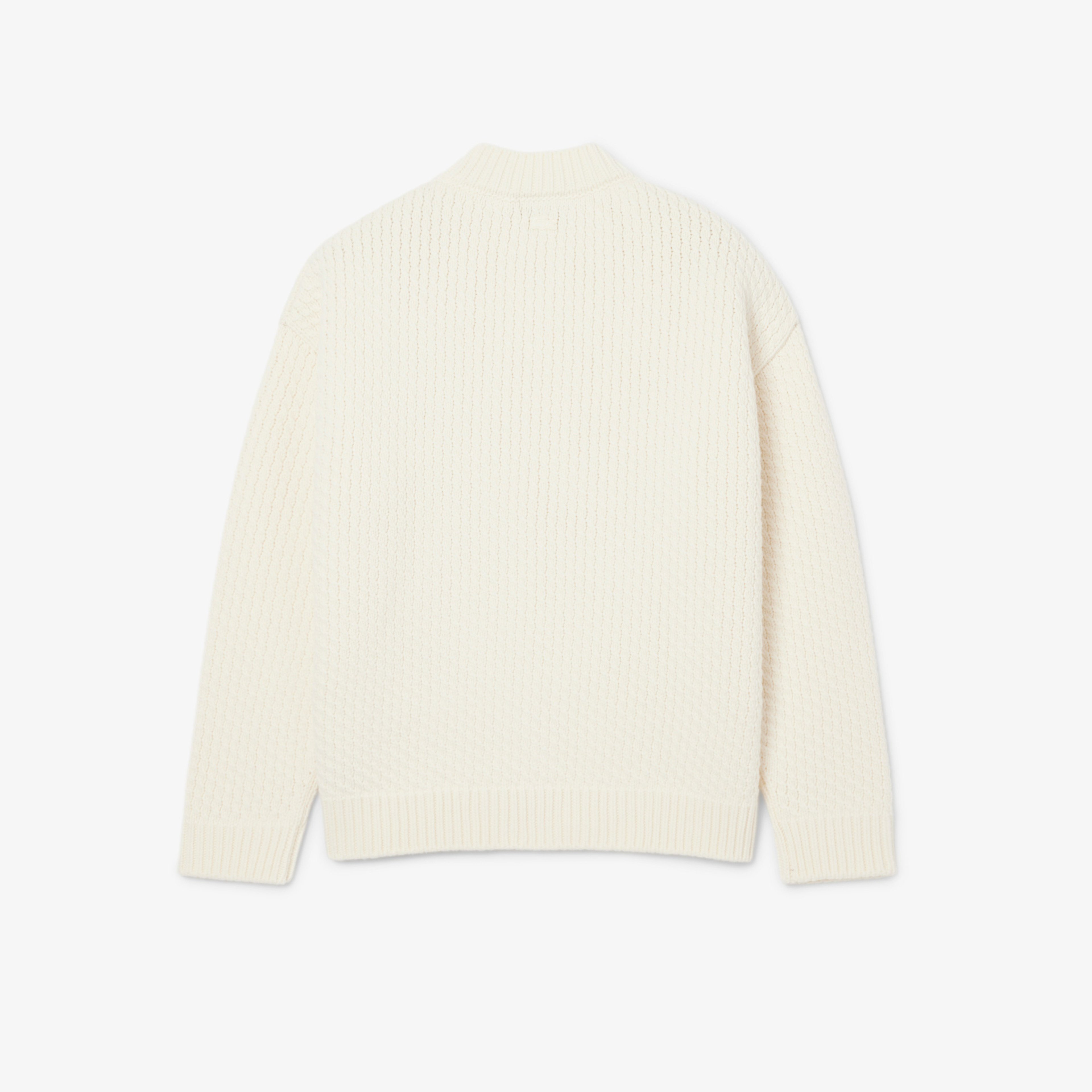 FW25 RUNWAY Erkek Oversize Fit Bisiklet Yaka Baskılı Yün Beyaz Kazak