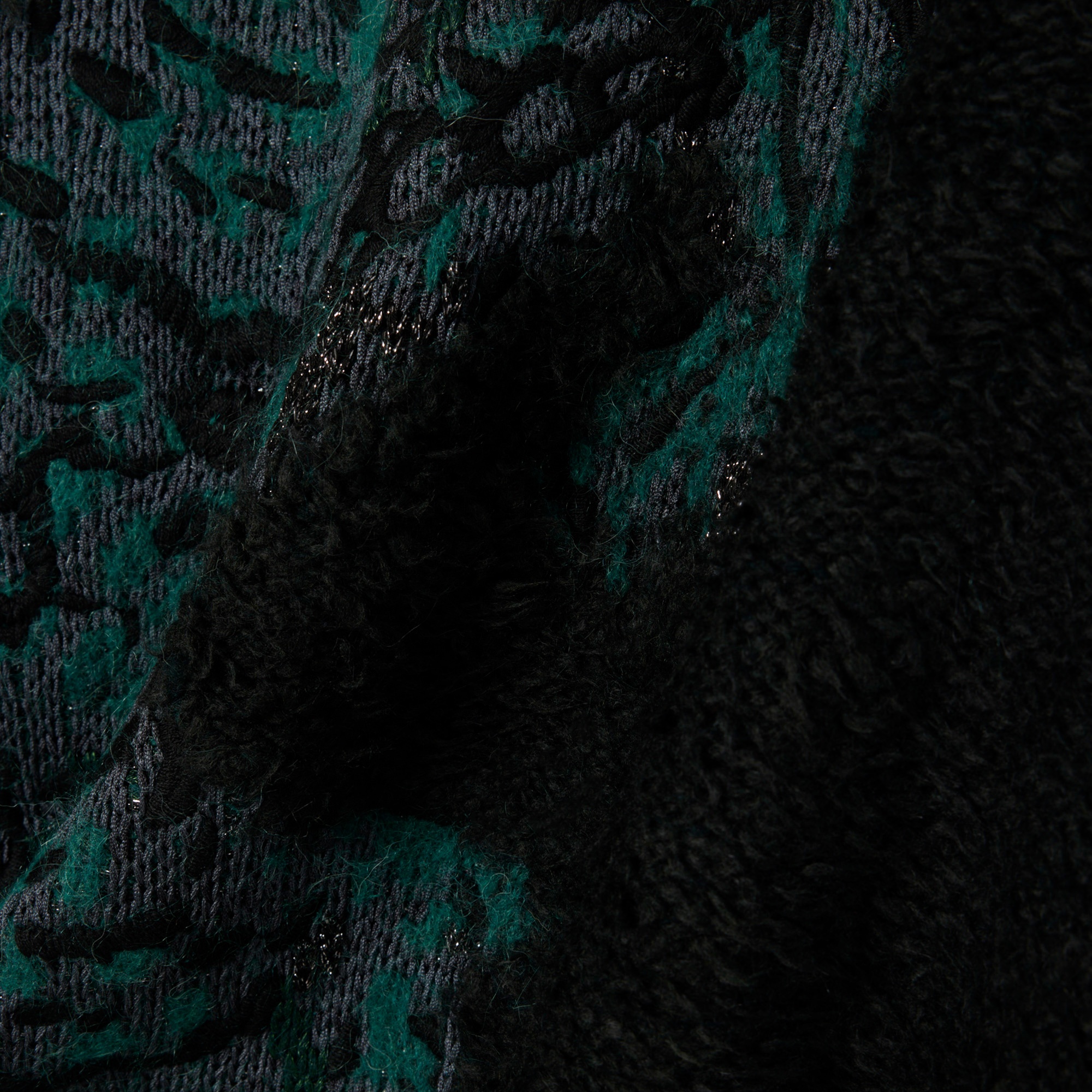 F25 RUNWAY Unisex Loose Fit Bisiklet Yaka Baskılı Yeşil Kazak