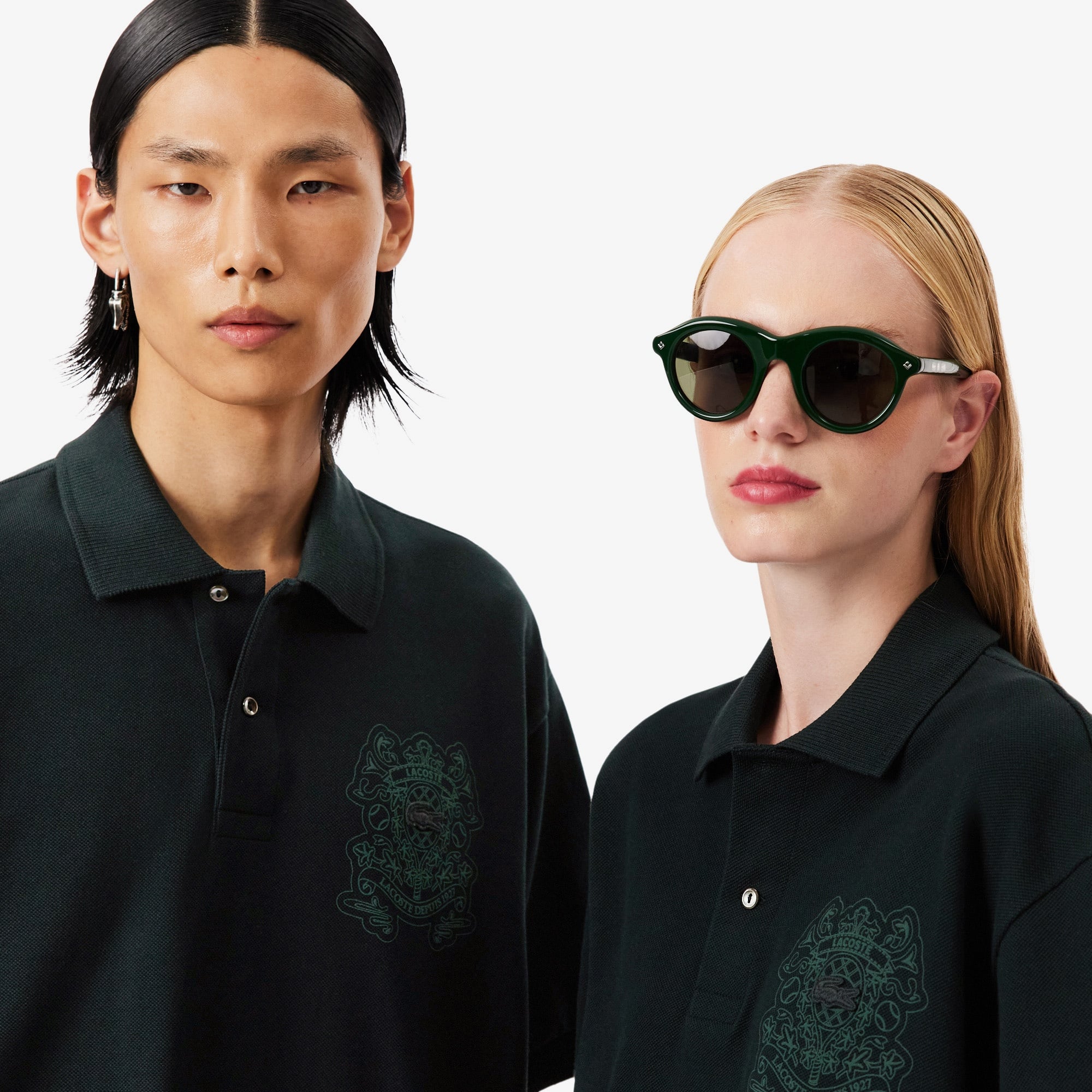 FW25 RUNWAY Unisex Loose Fit Koyu Yeşil Polo