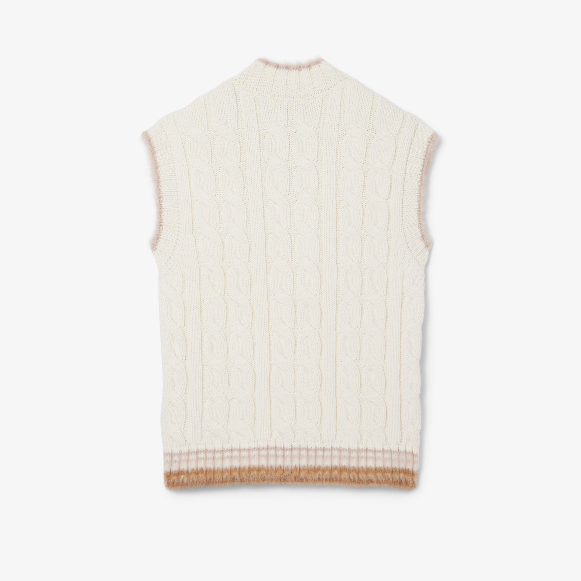 FW25 RUNWAY Erkek Regular Fit V Yaka Yün Beyaz Süveter