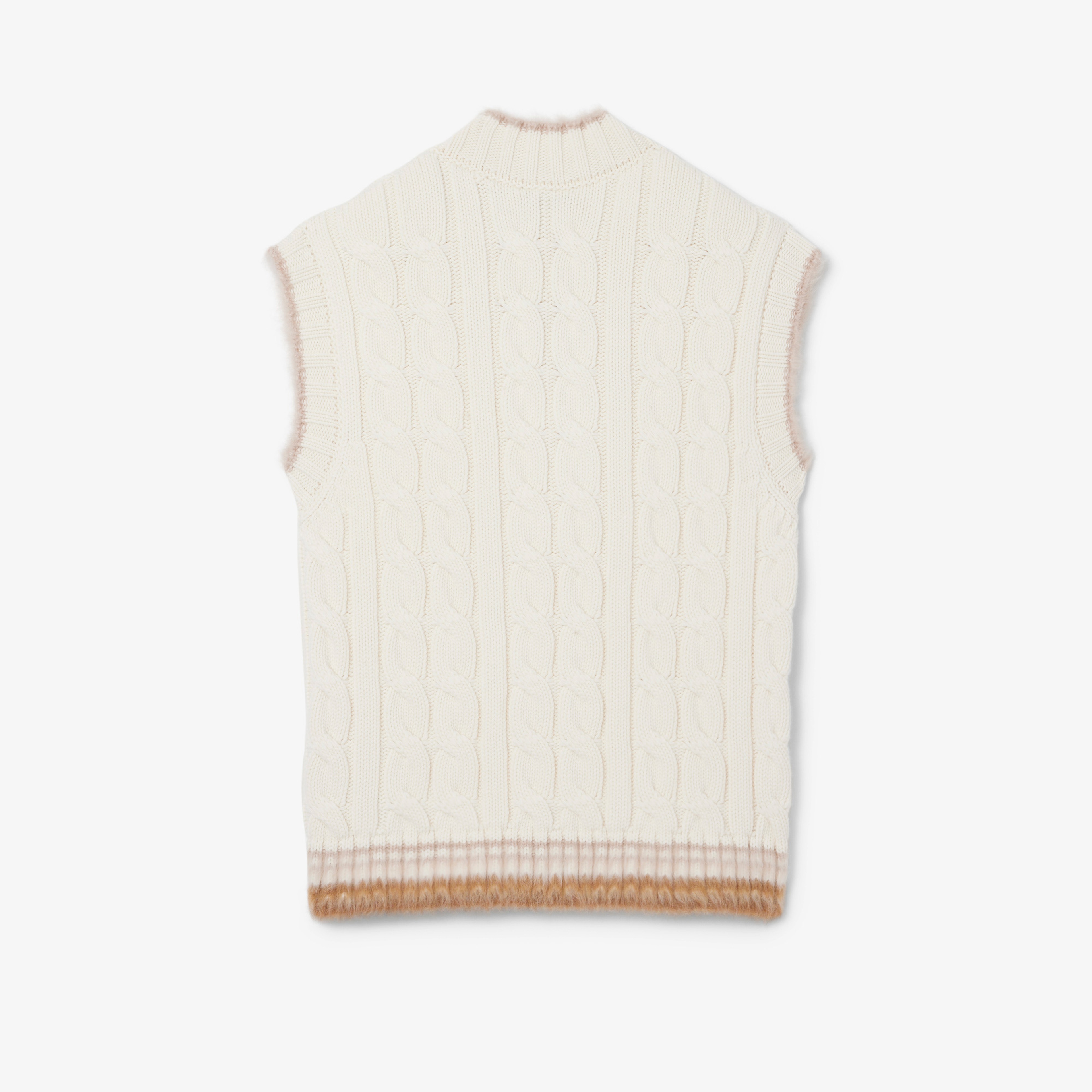 FW25 RUNWAY Erkek Regular Fit V Yaka Yün Beyaz Süveter