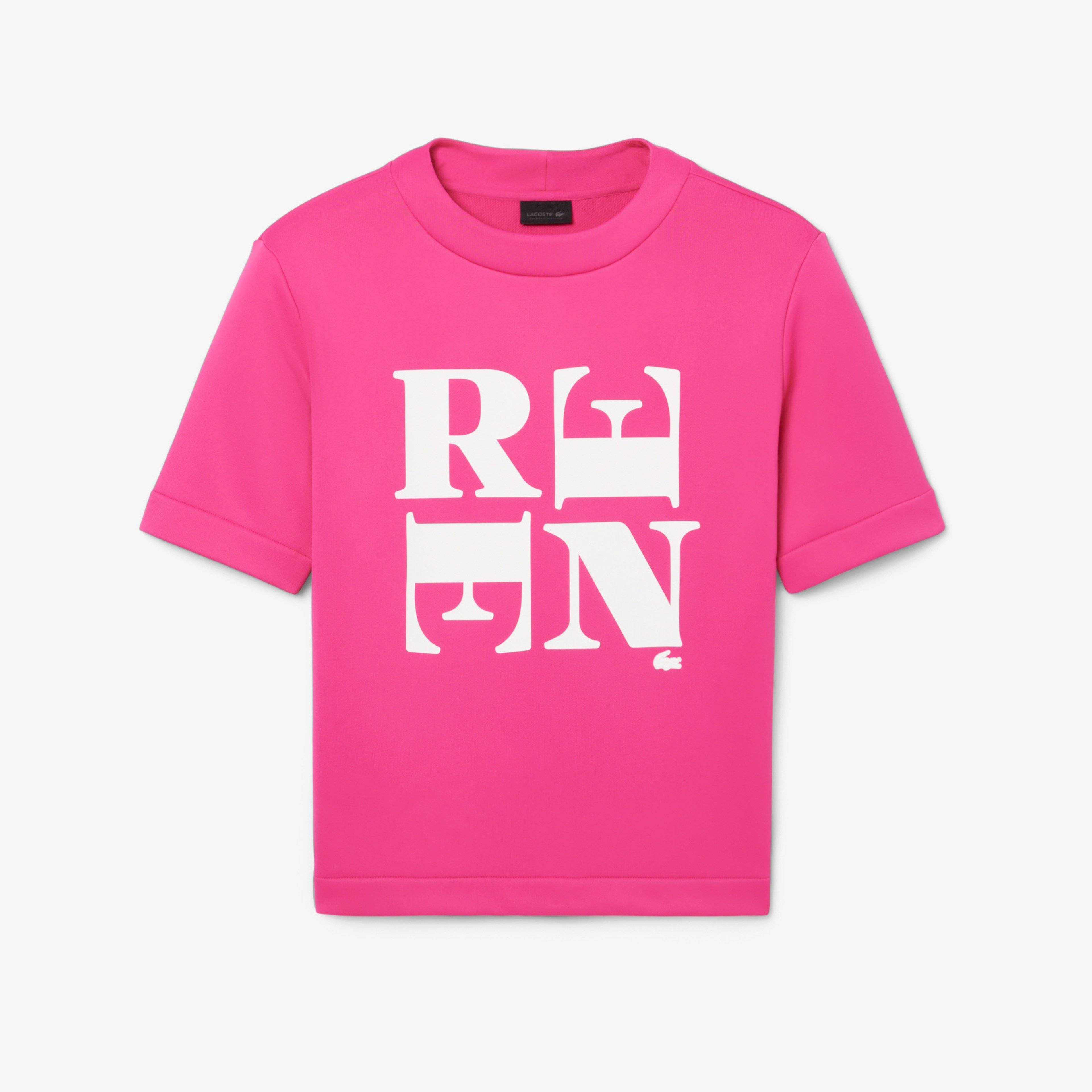 FW25 RUNWAY Unisex Relaxed Fit Bisiklet Yaka Baskılı Pembe T-Shirt