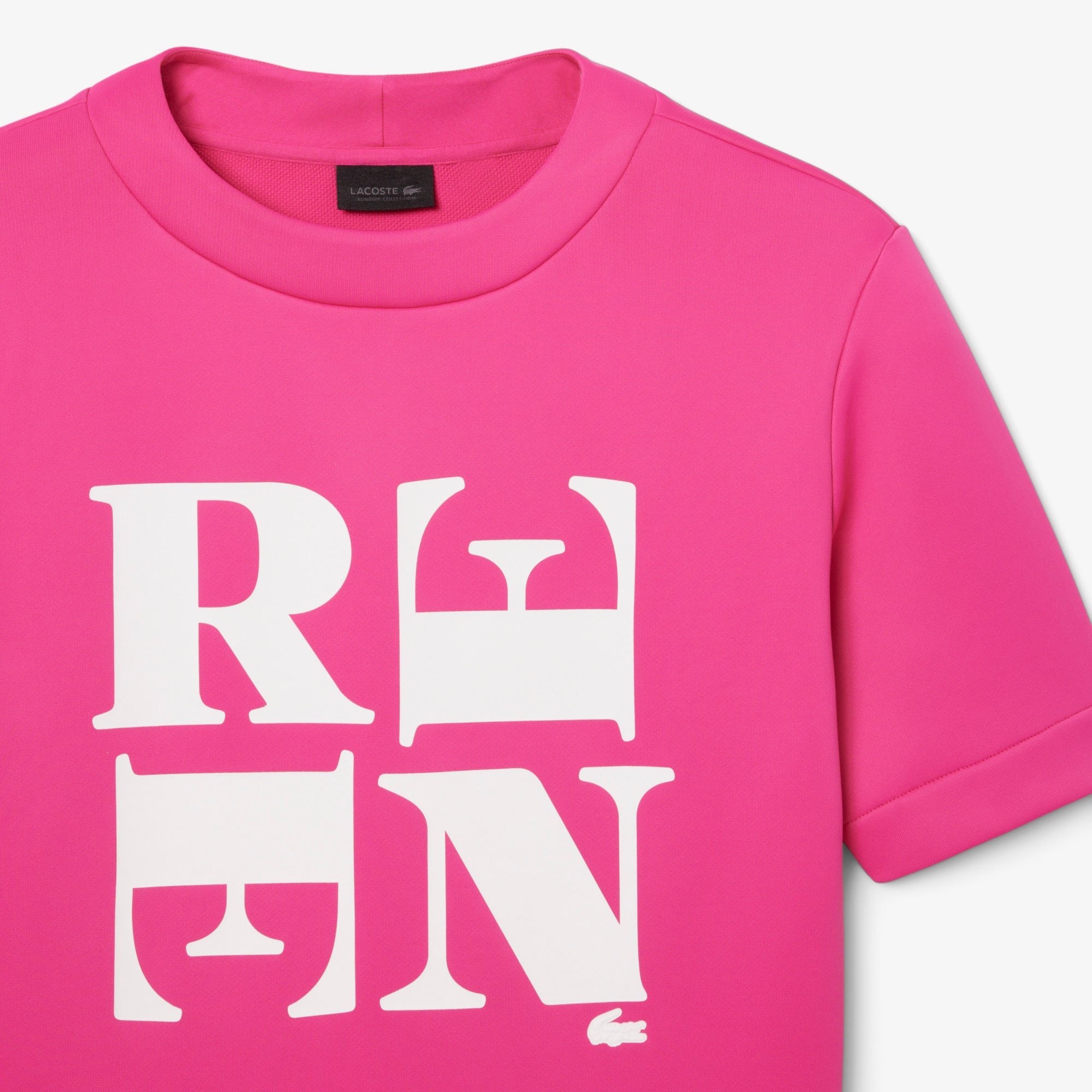 FW25 RUNWAY Unisex Relaxed Fit Bisiklet Yaka Baskılı Pembe T-Shirt