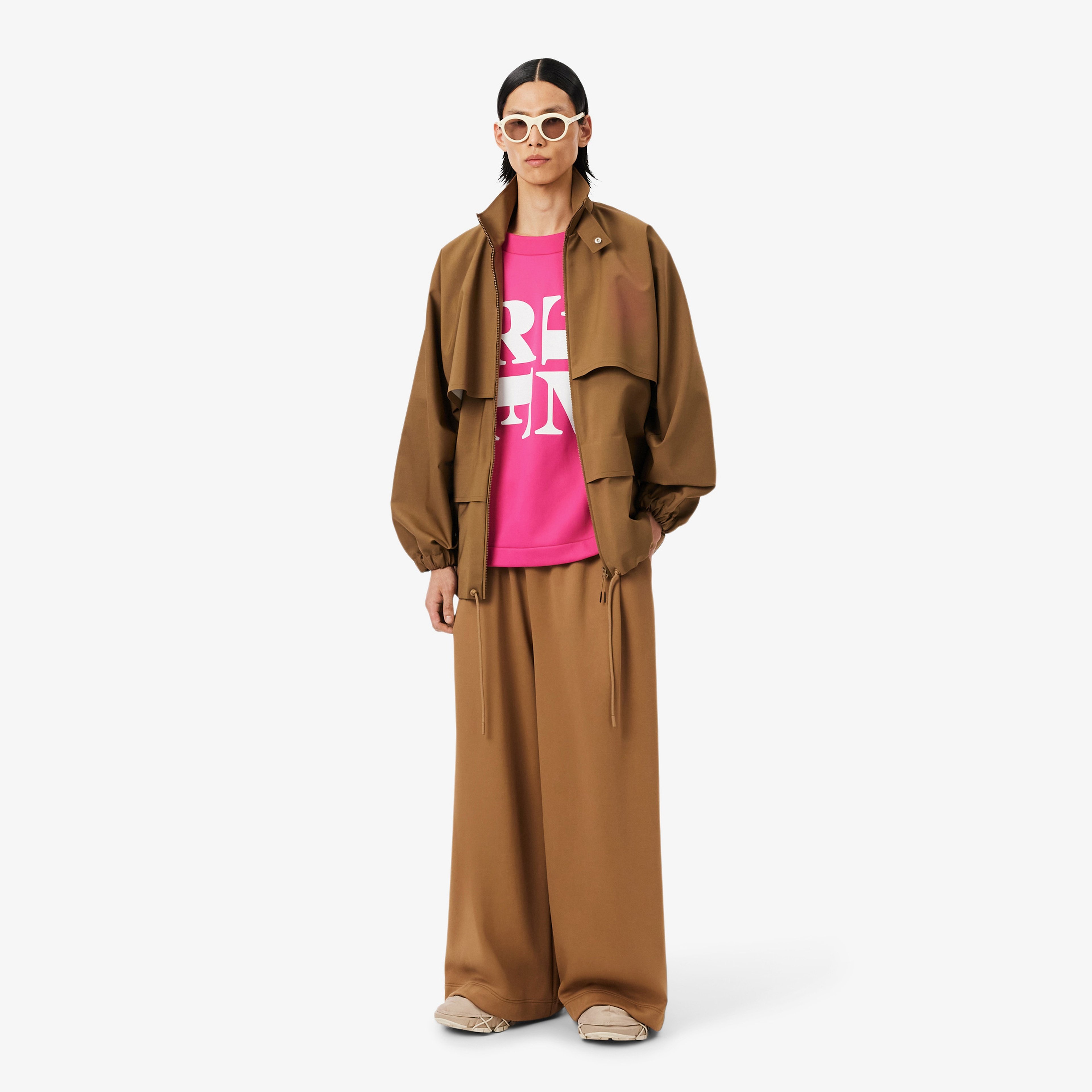 FW25 RUNWAY Unisex Relaxed Fit Bisiklet Yaka Baskılı Pembe T-Shirt