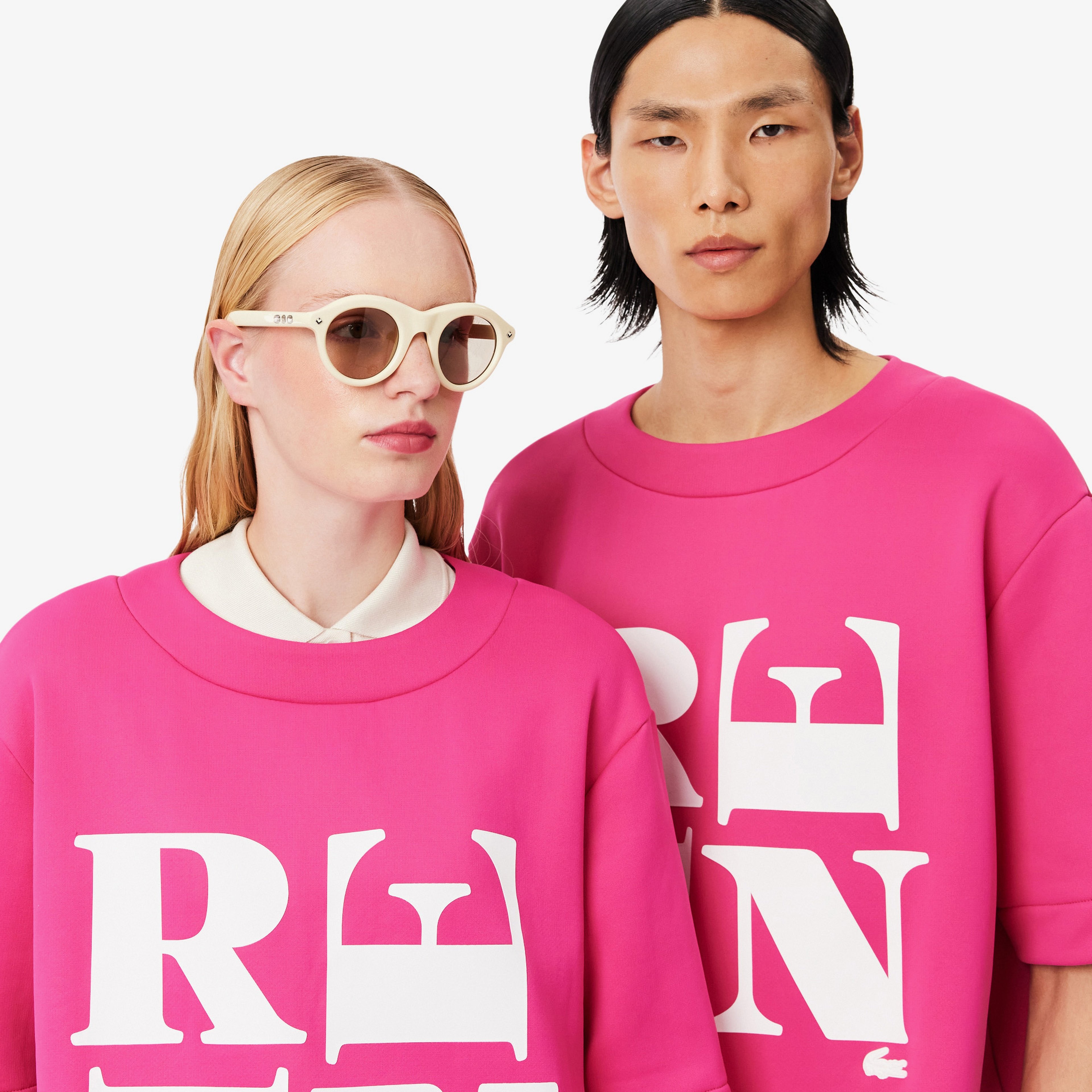 FW25 RUNWAY Unisex Relaxed Fit Bisiklet Yaka Baskılı Pembe T-Shirt