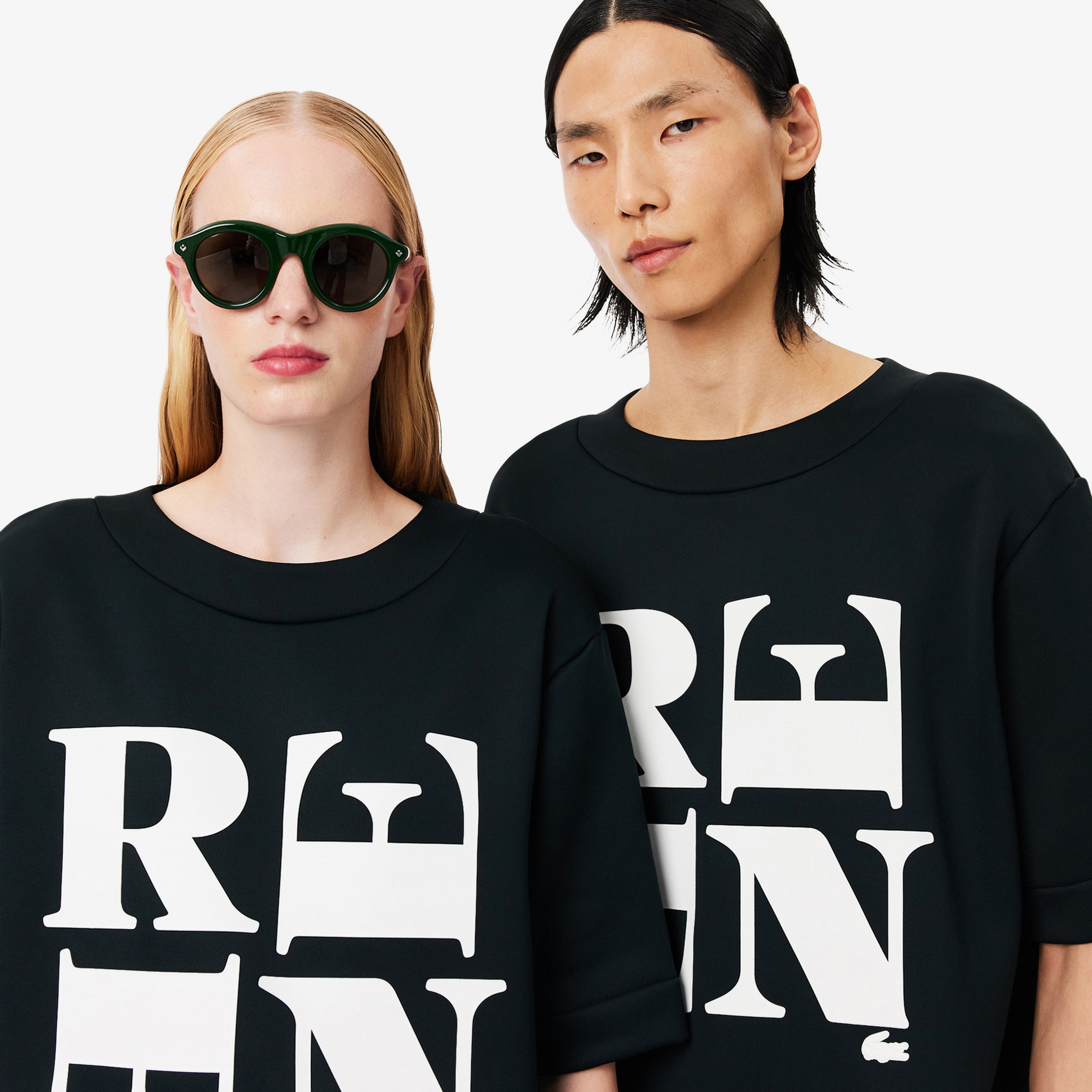 FW25 RUNWAY Unisex Relaxed Fit Bisiklet Yaka Baskılı Koyu Yeşil T-Shirt