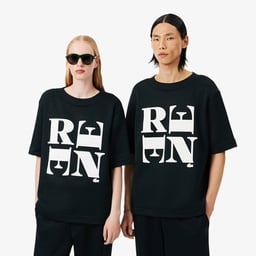 FW25 RUNWAY Unisex Relaxed Fit Bisiklet Yaka Baskılı Koyu Yeşil T-Shirt Yeşil