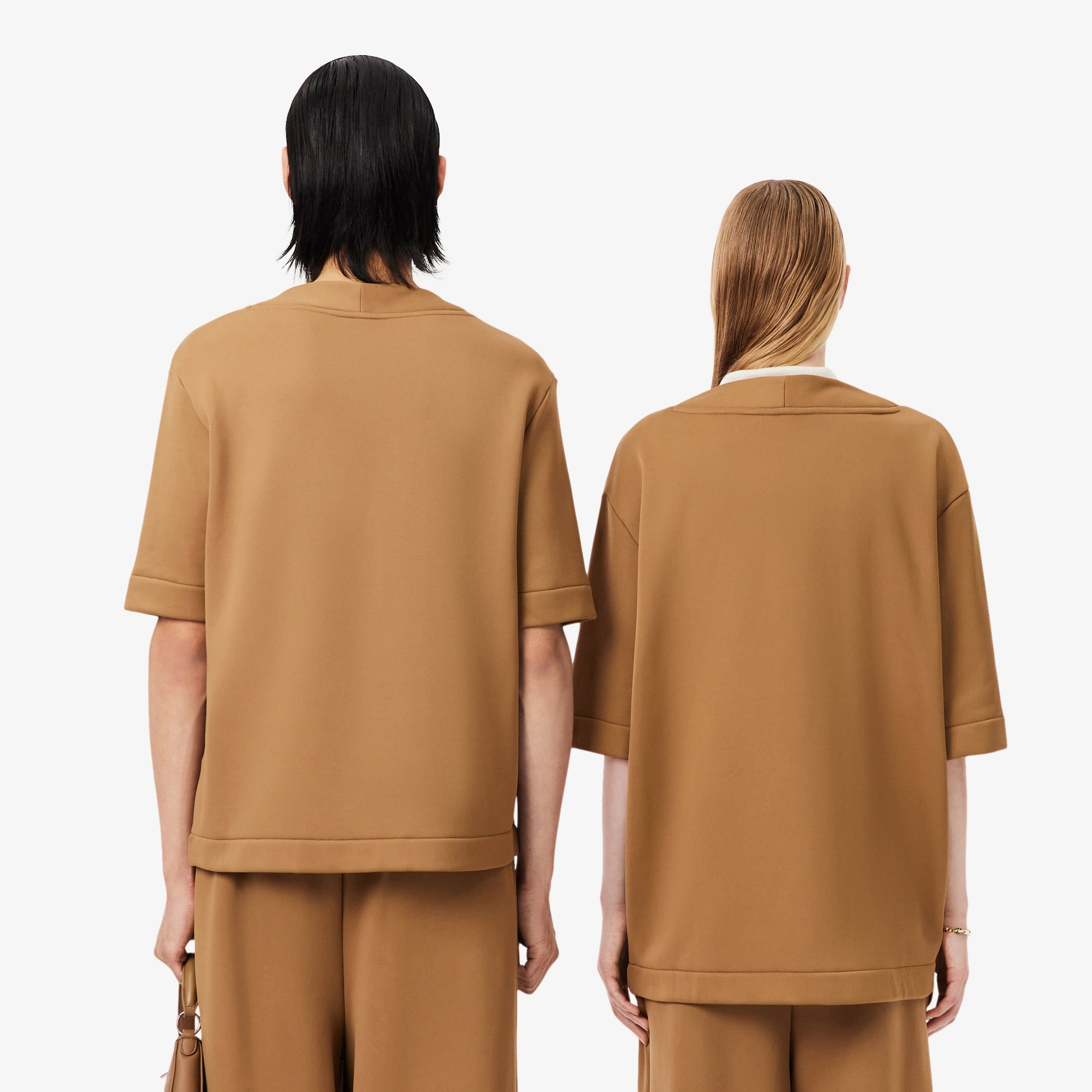 FW25 RUNWAY Unisex Relaxed Fit Bisiklet Yaka Baskılı Kahverengi T-Shirt