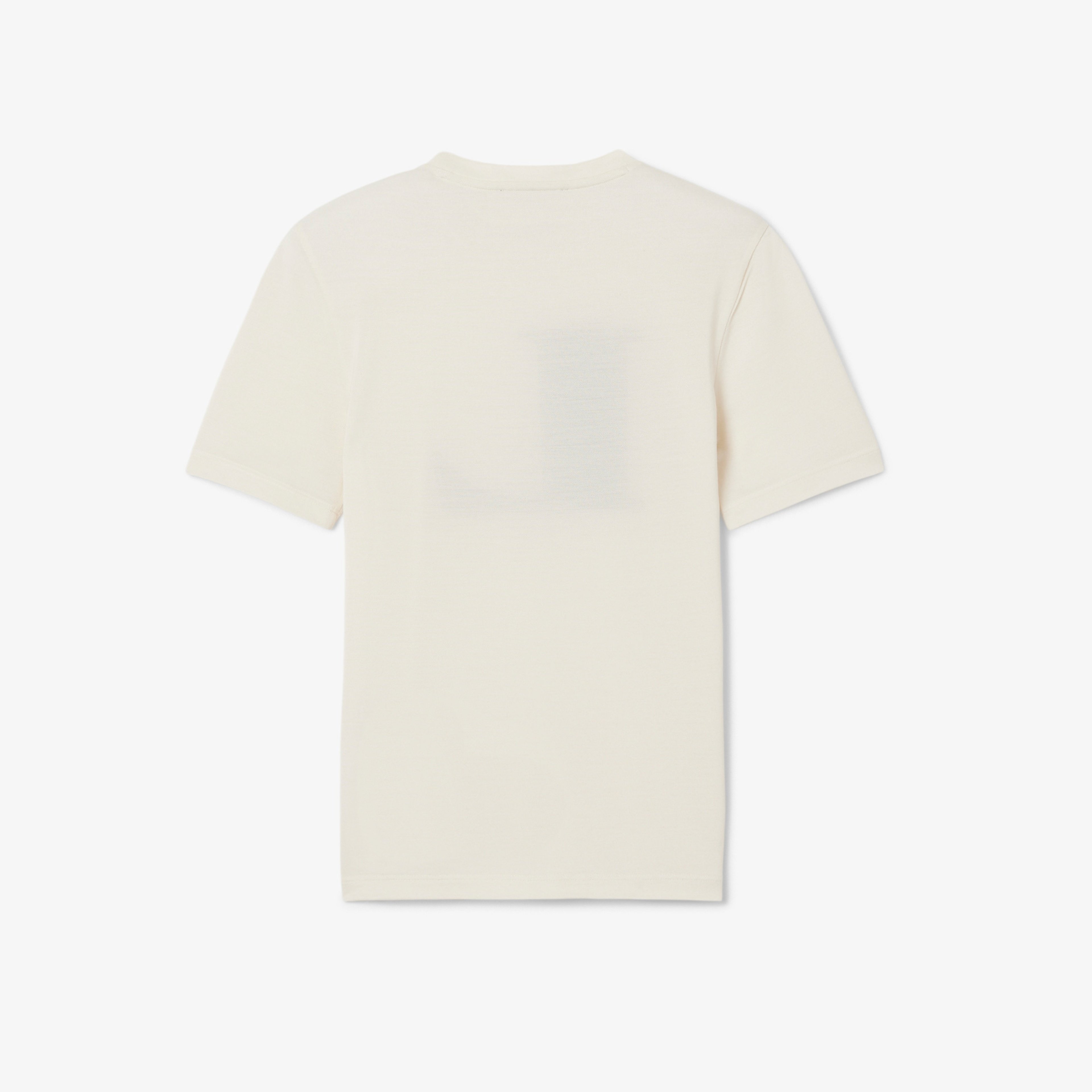 FW25 RUNWAY Kadın Bisiklet Yaka Baskılı İpek Beyaz T-Shirt