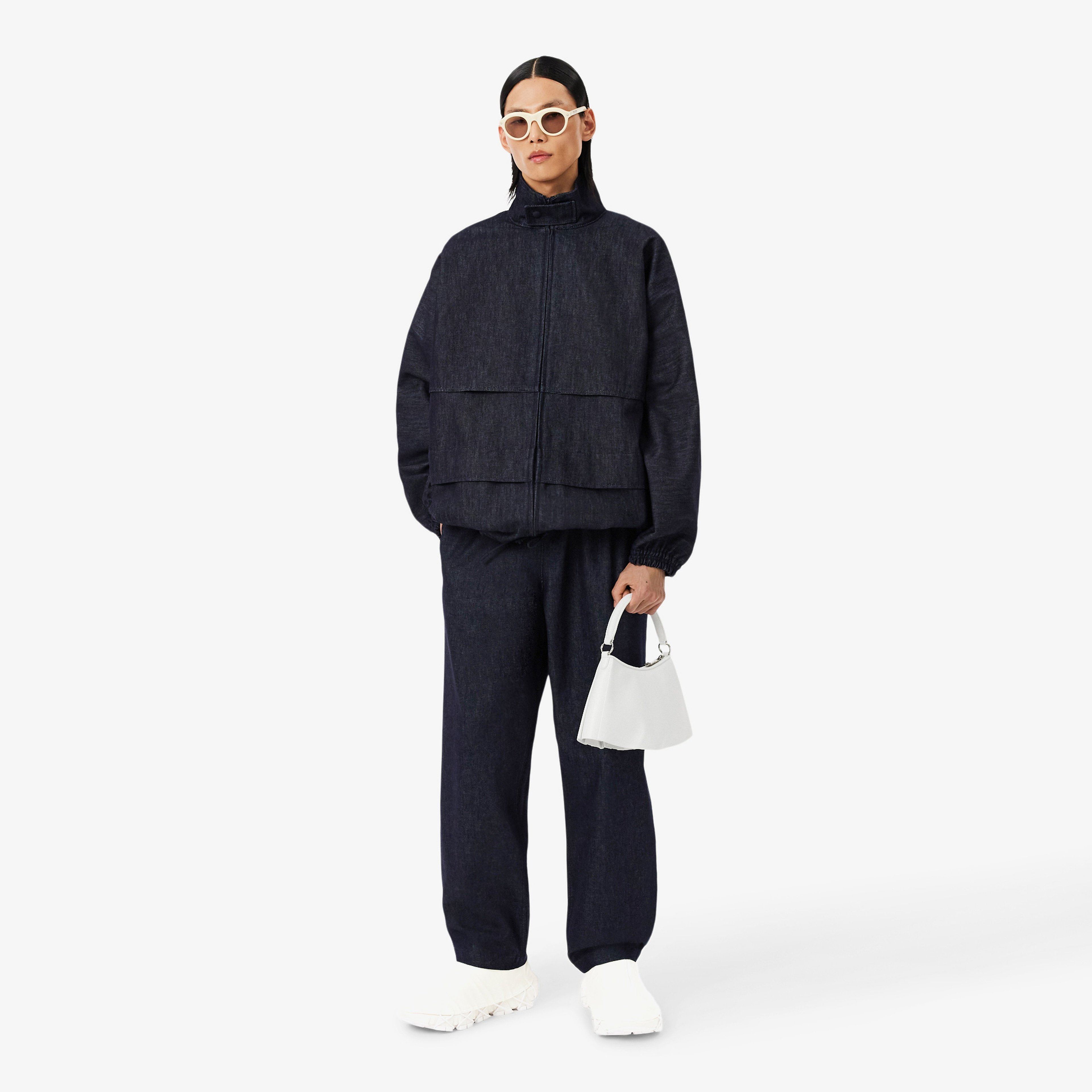 FW25 RUNWAY Unisex Oversize Fit Dik Yaka Denim Lacivert Ceket