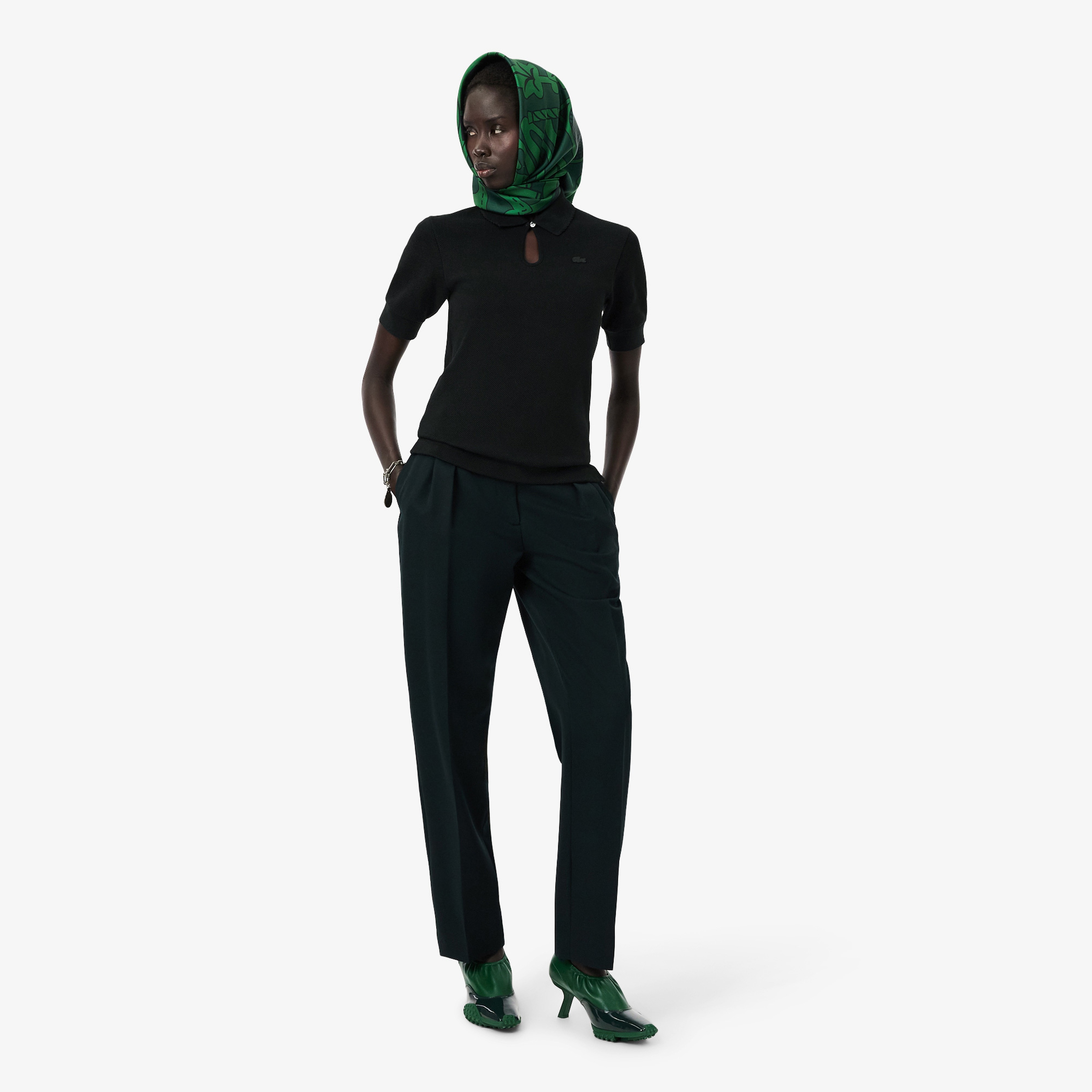 FW25 RUNWAY Kadın Slim Fit Koyu Yeşil Polo