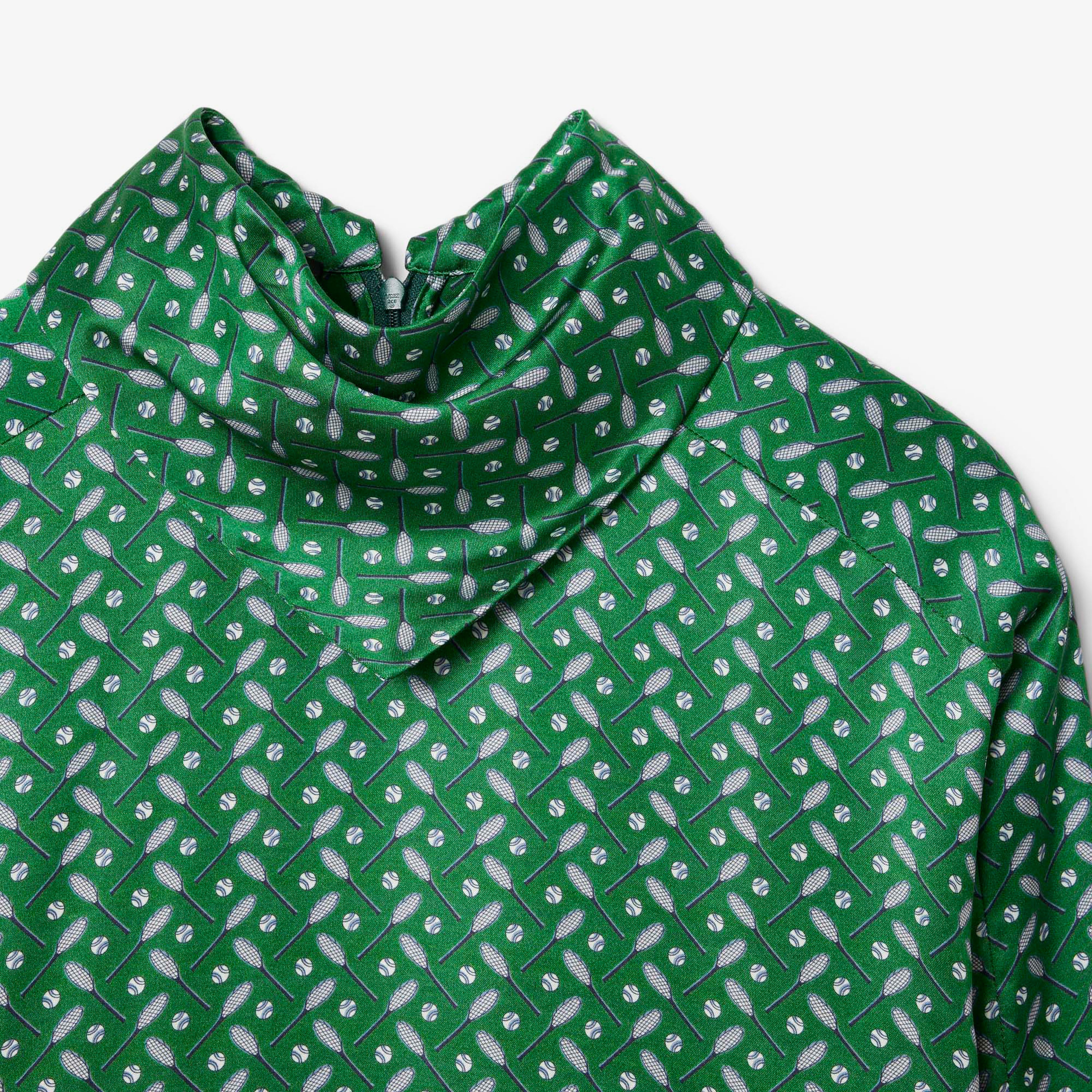 FW25 RUNWAY Kadın Desenli Yeşil Bluz