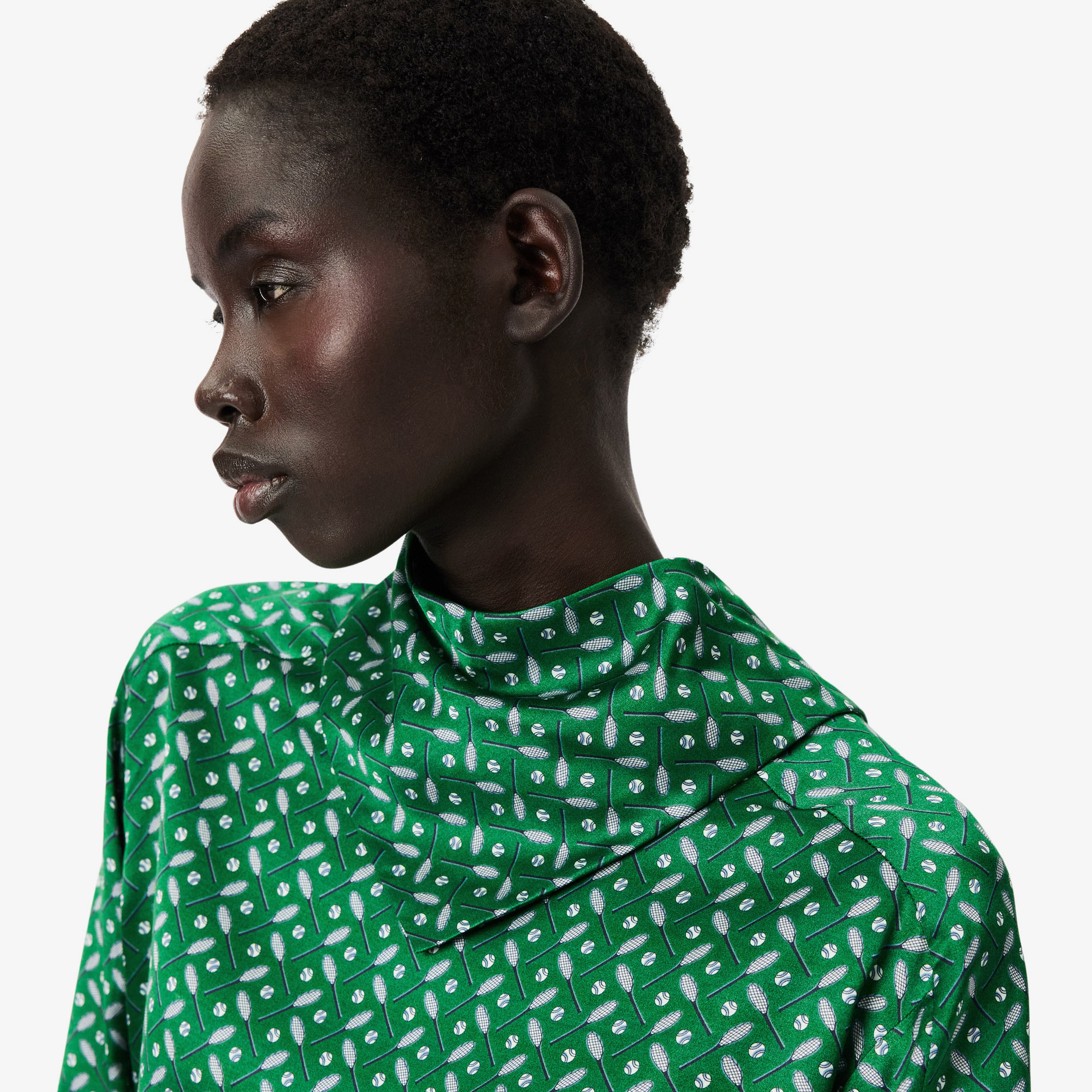 FW25 RUNWAY Kadın Desenli Yeşil Bluz