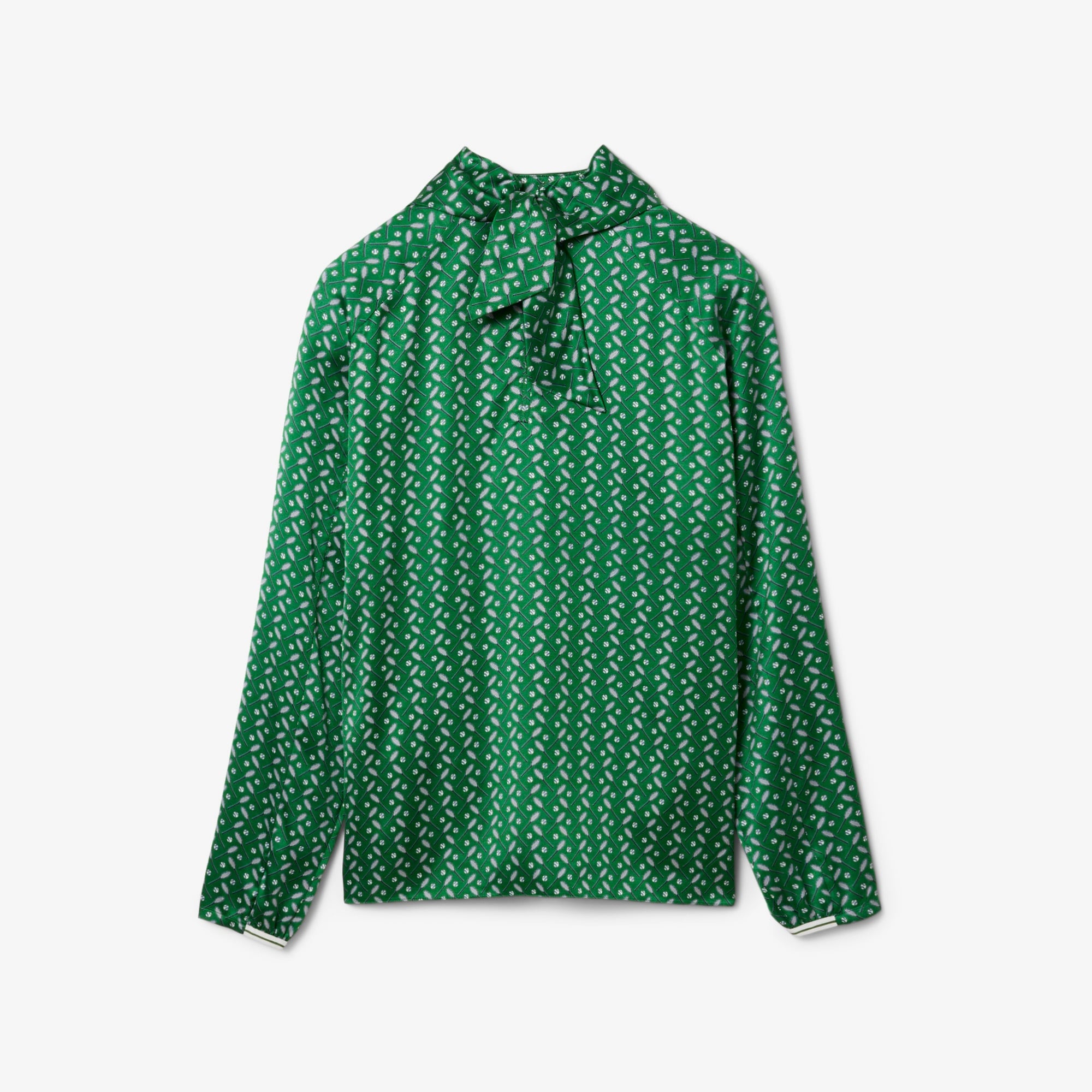 FW25 RUNWAY Kadın Desenli Yeşil Bluz