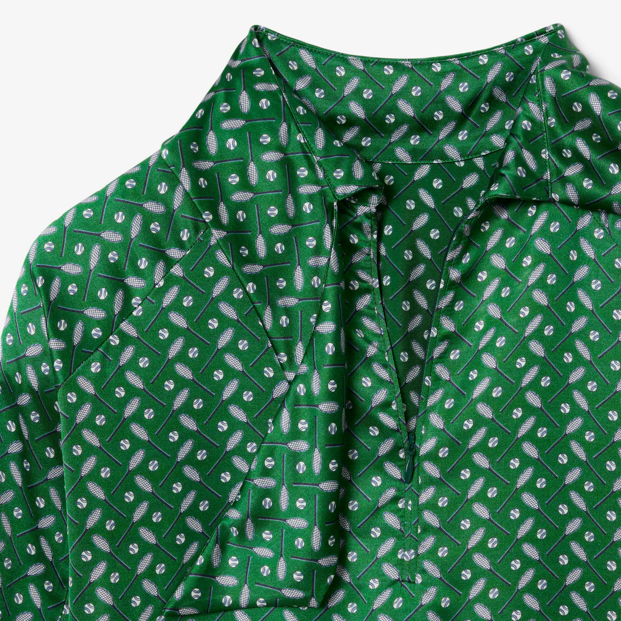 FW25 RUNWAY Kadın Dik Yaka Desenli Yeşil Elbise