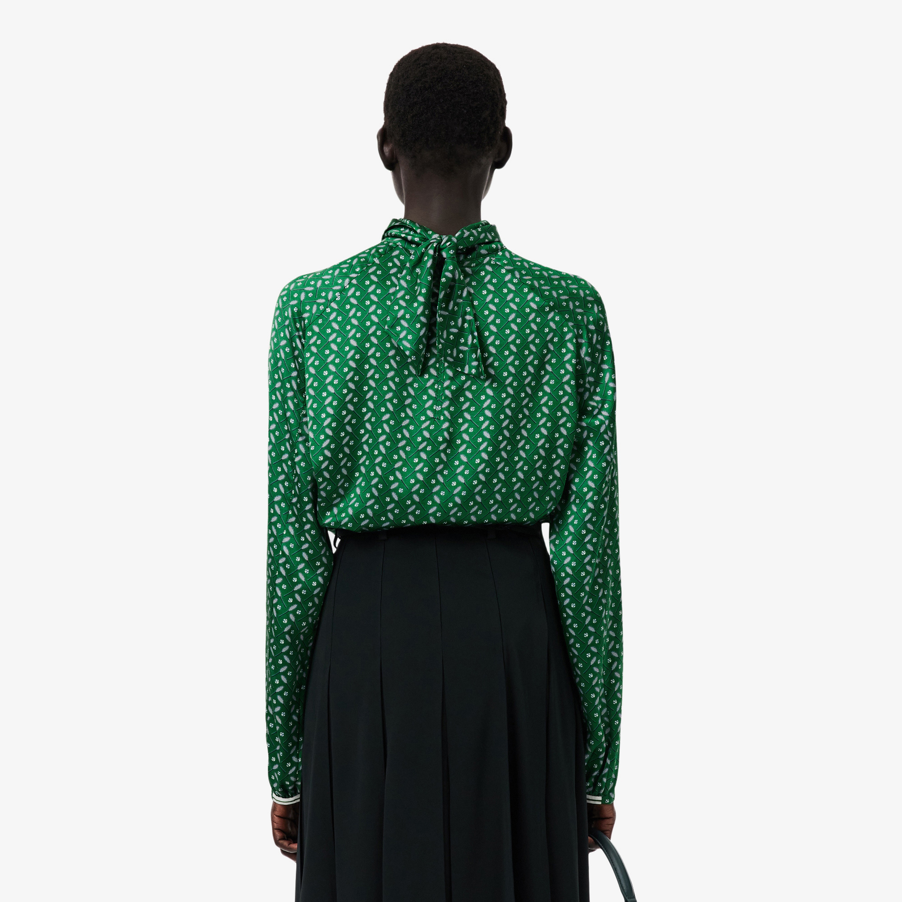 FW25 RUNWAY Kadın Desenli Yeşil Bluz