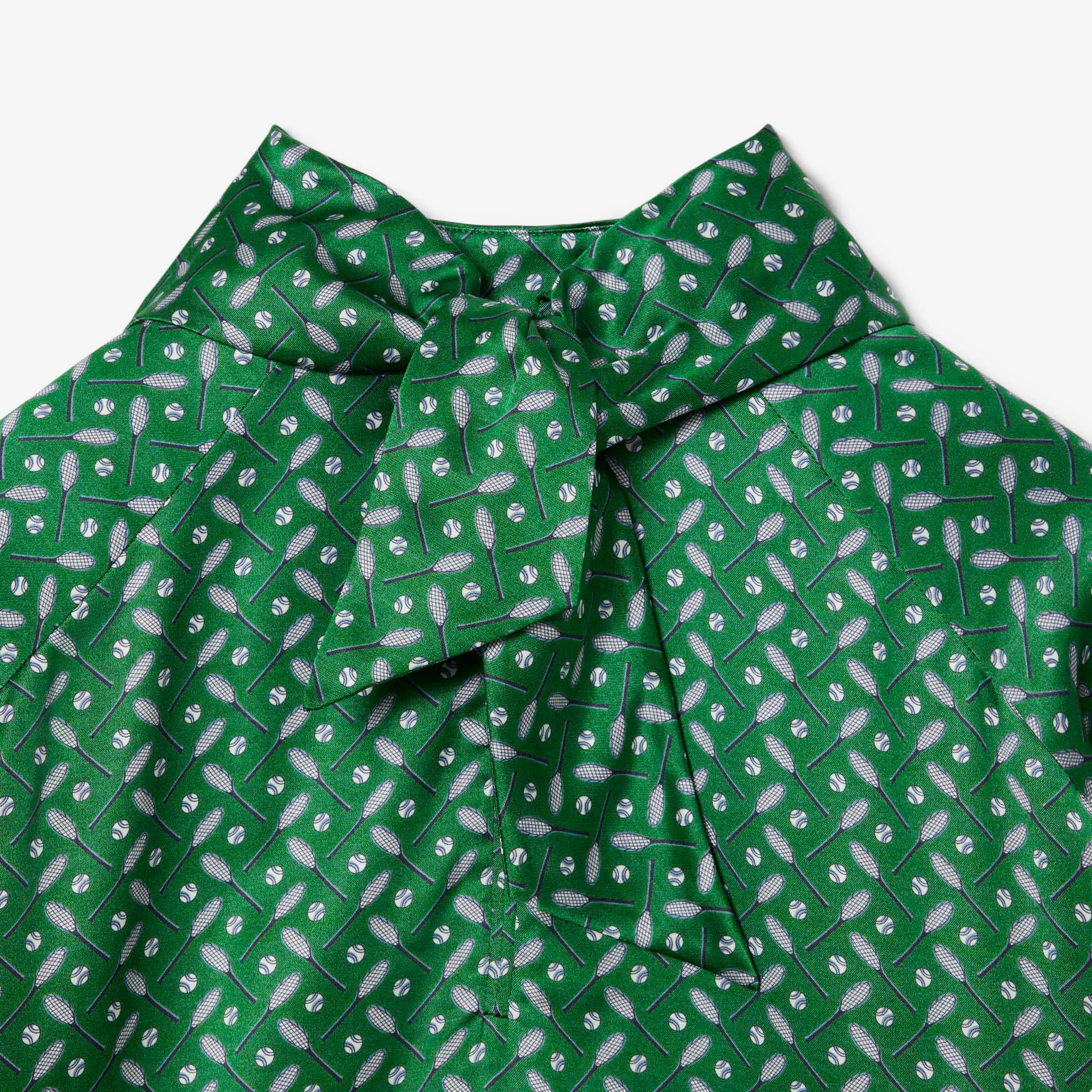 FW25 RUNWAY Kadın Dik Yaka Desenli Yeşil Elbise