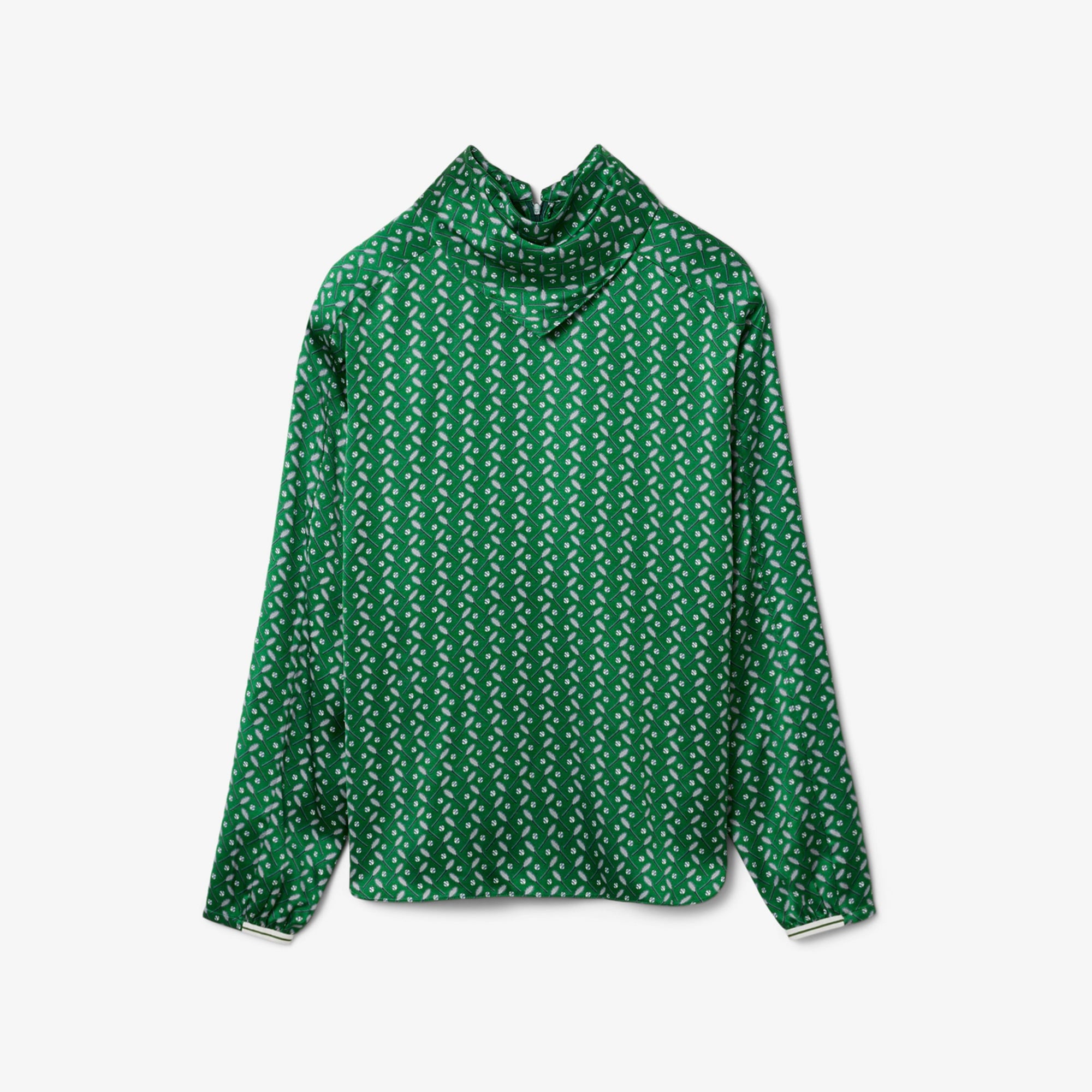 FW25 RUNWAY Kadın Desenli Yeşil Bluz