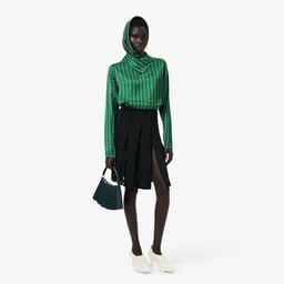 FW25 RUNWAY Kadın Desenli Yeşil Bluz Yeşil