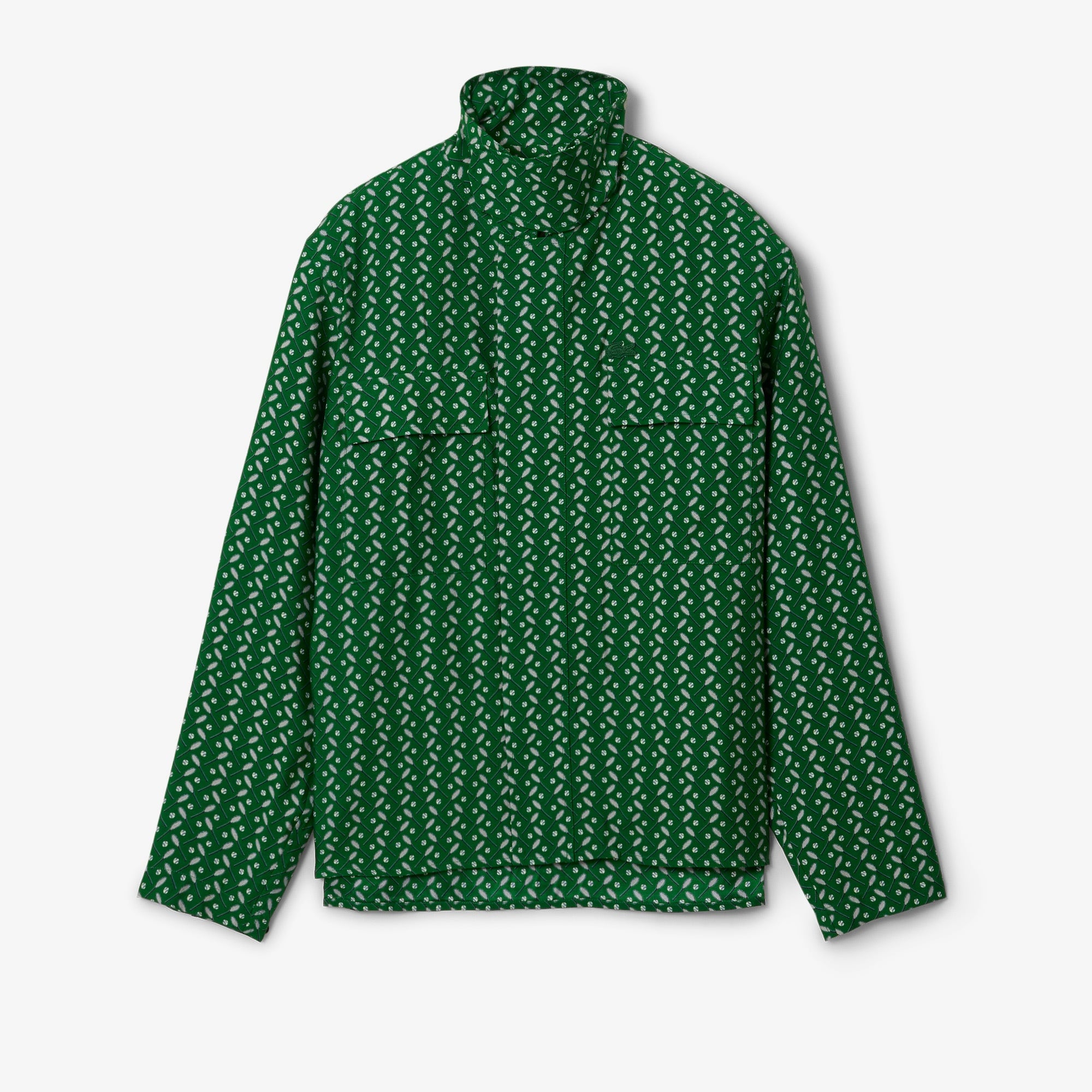 FW25 RUNWAY Erkek Regular Fit Dik Yaka Desenli Yeşil Ceket