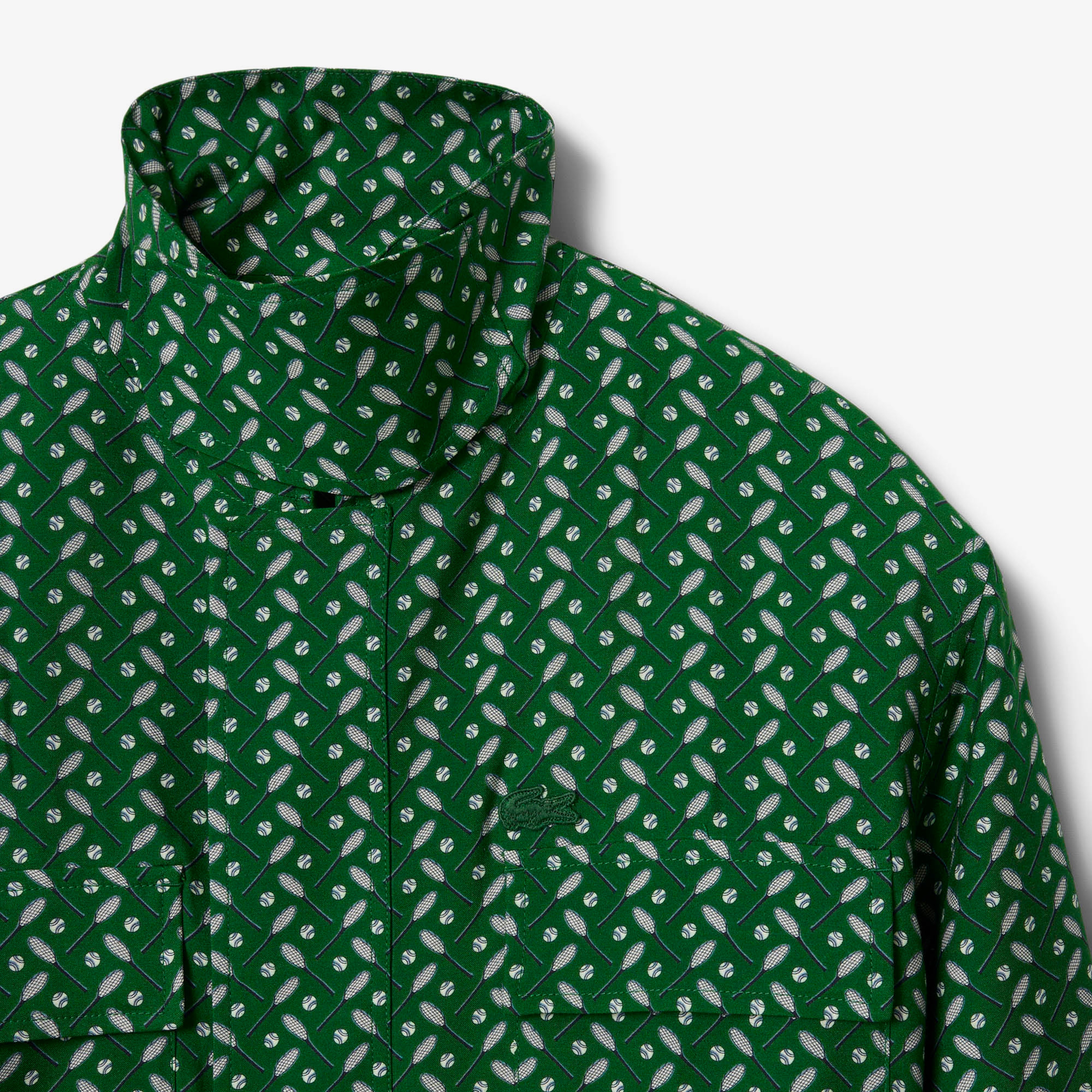 FW25 RUNWAY Erkek Regular Fit Dik Yaka Desenli Yeşil Ceket
