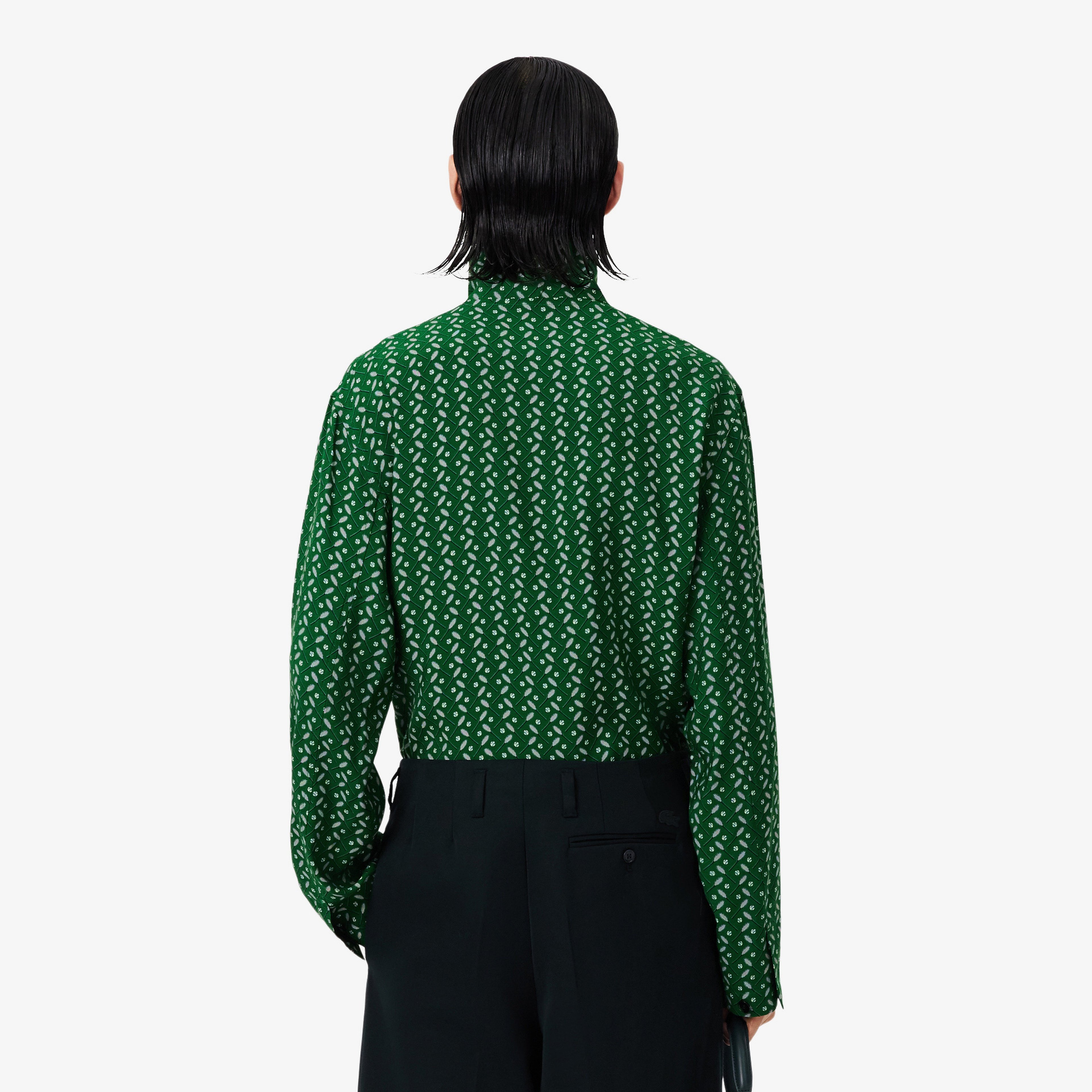 FW25 RUNWAY Erkek Regular Fit Dik Yaka Desenli Yeşil Ceket