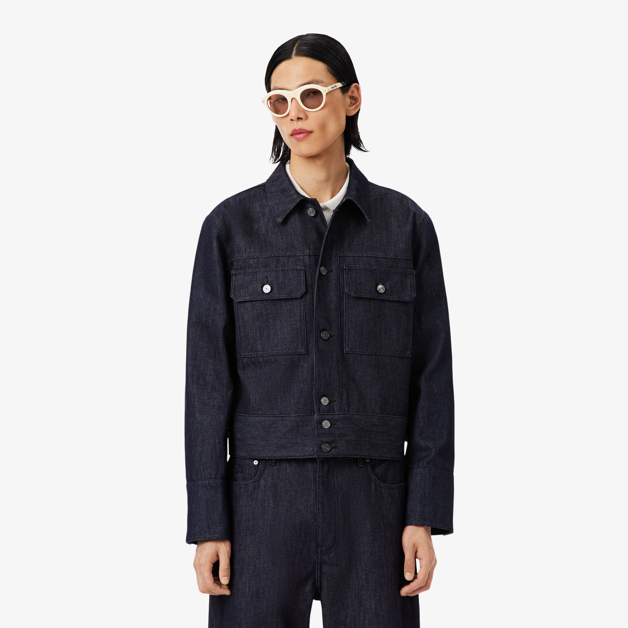 FW25 RUNWAY Erkek Regular Fit Gömlek Yaka Denim Lacivert Ceket