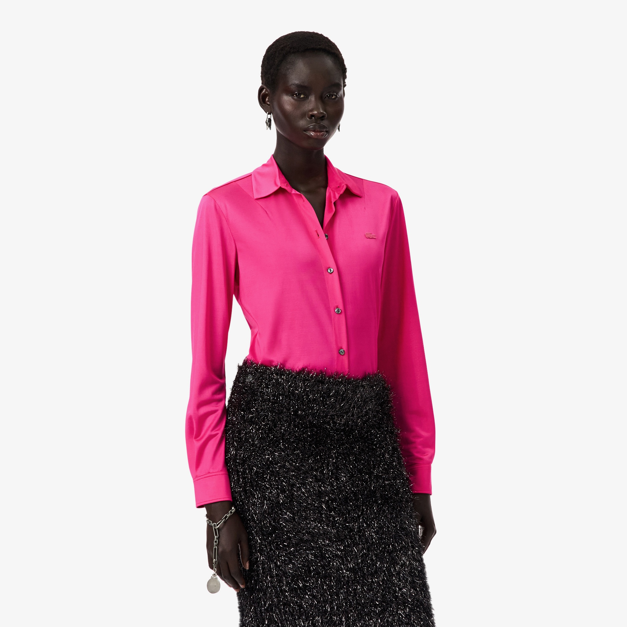 FW25 RUNWAY Kadın Slim Fit Pembe Gömlek