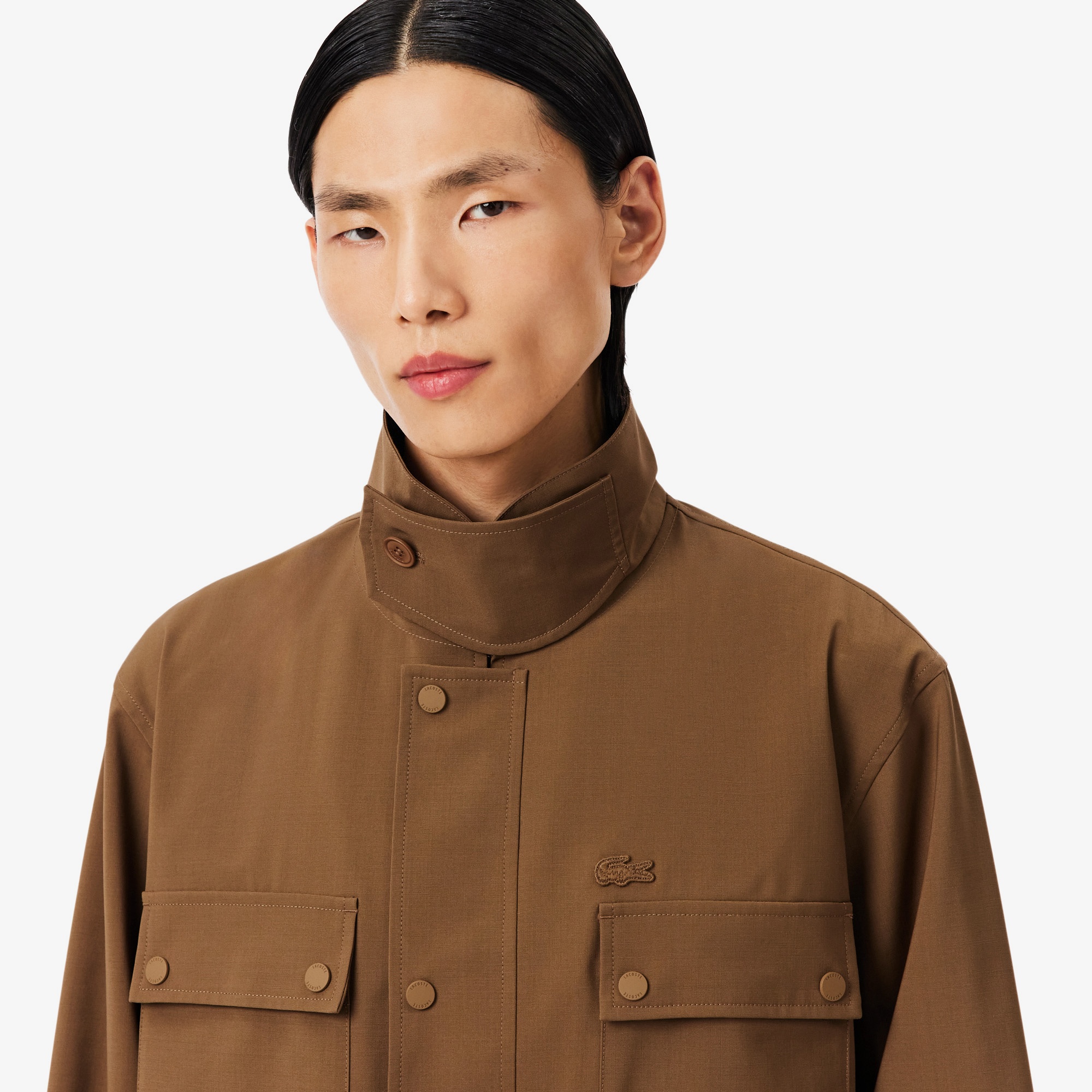 FW25 RUNWAY Erkek Regular Fit Dik Yaka Kahverengi Ceket