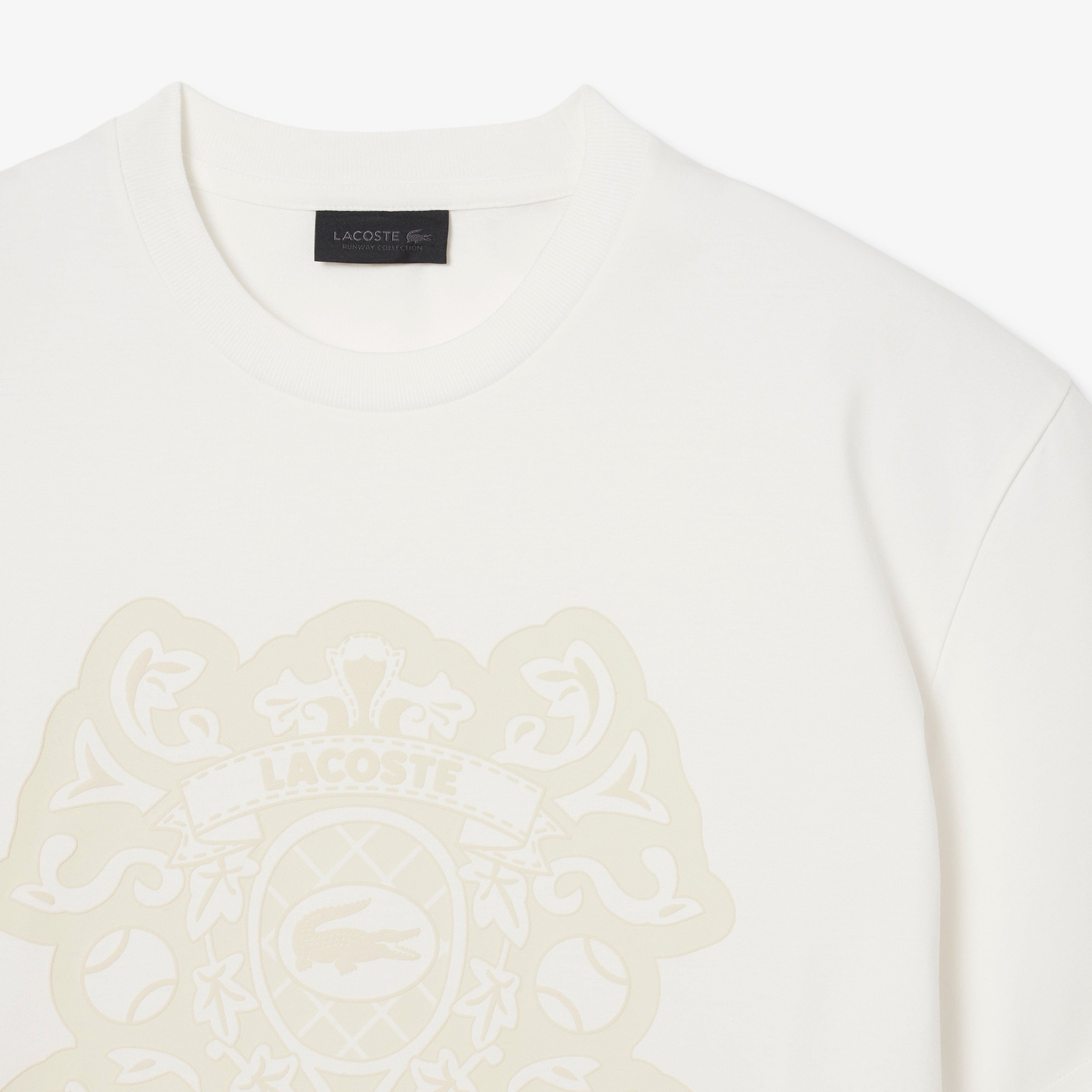 FW25 RUNWAY Unisex Relaxed Fit Bisiklet Yaka Baskılı Beyaz T-Shirt