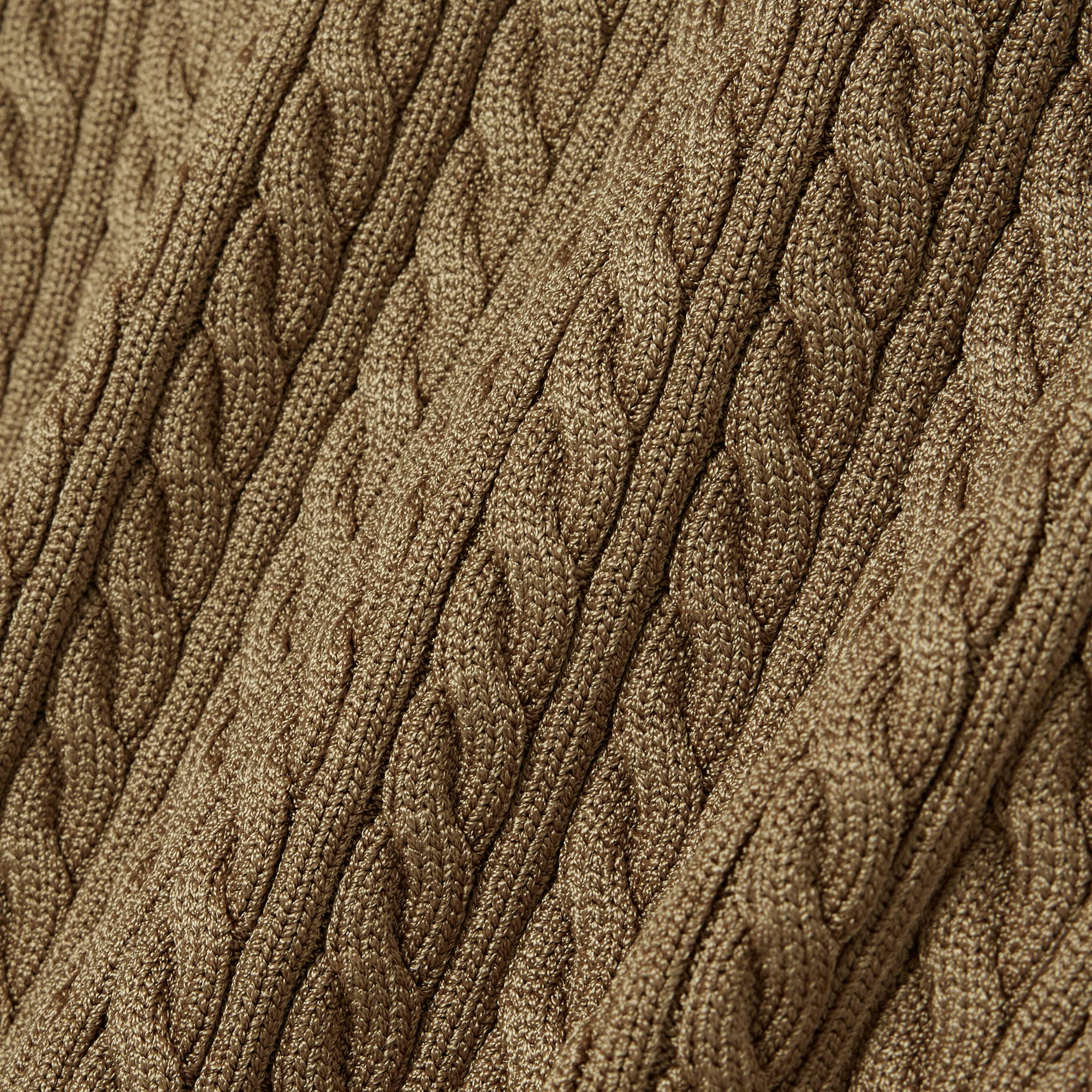 FW25 RUNWAY Erkek Slim Fit Kısa Kollu Bisiklet Yaka Kahverengi Triko