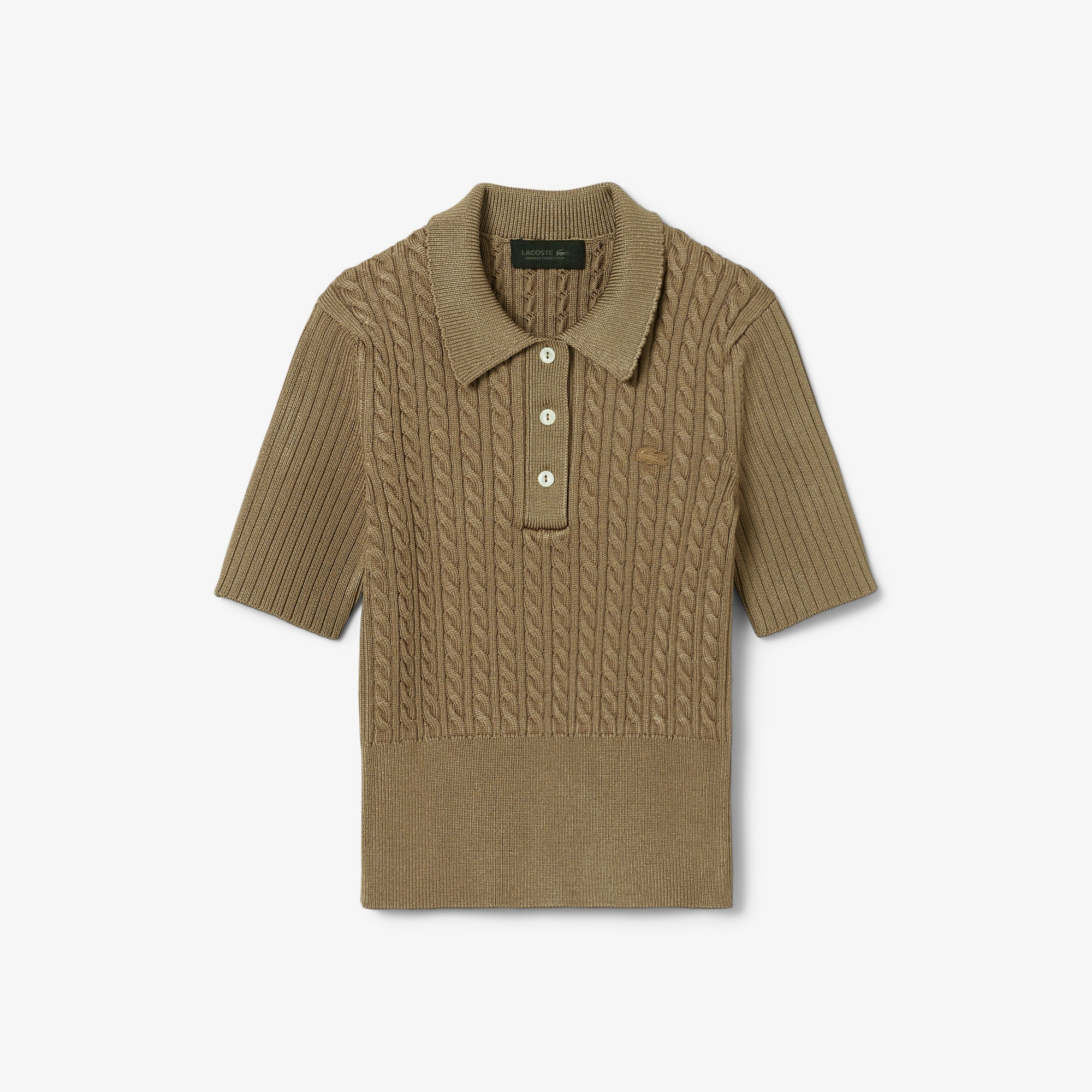 FW25 RUNWAY Kadın Kısa Kollu Polo Yaka Kahverengi Triko